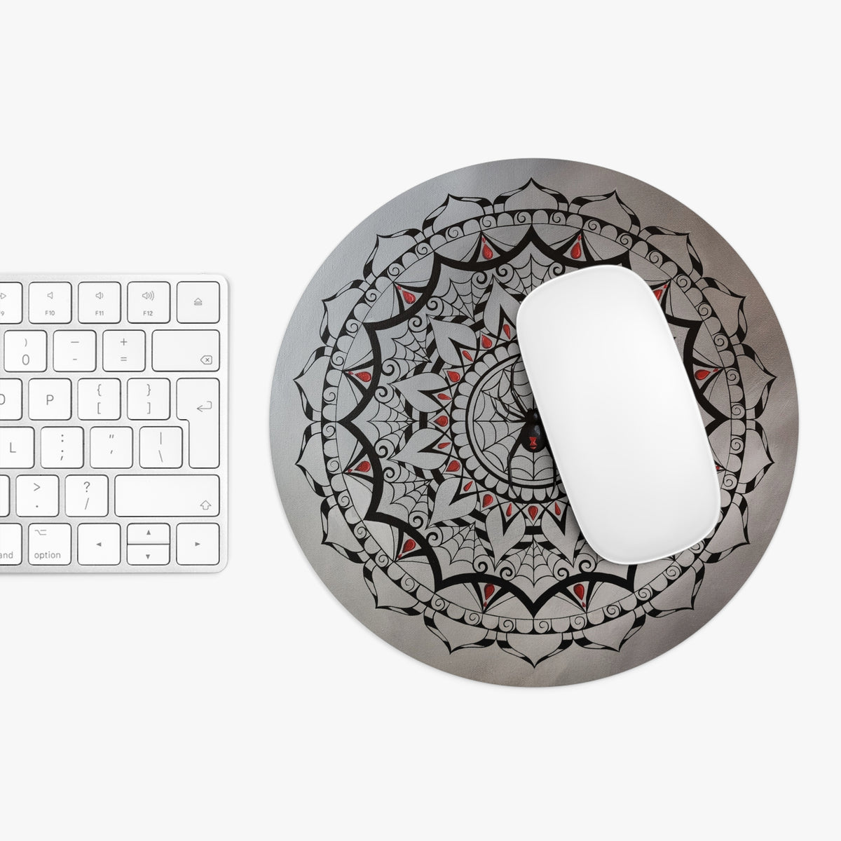 Spiderweb Mandala Mouse Pad — Black & Red