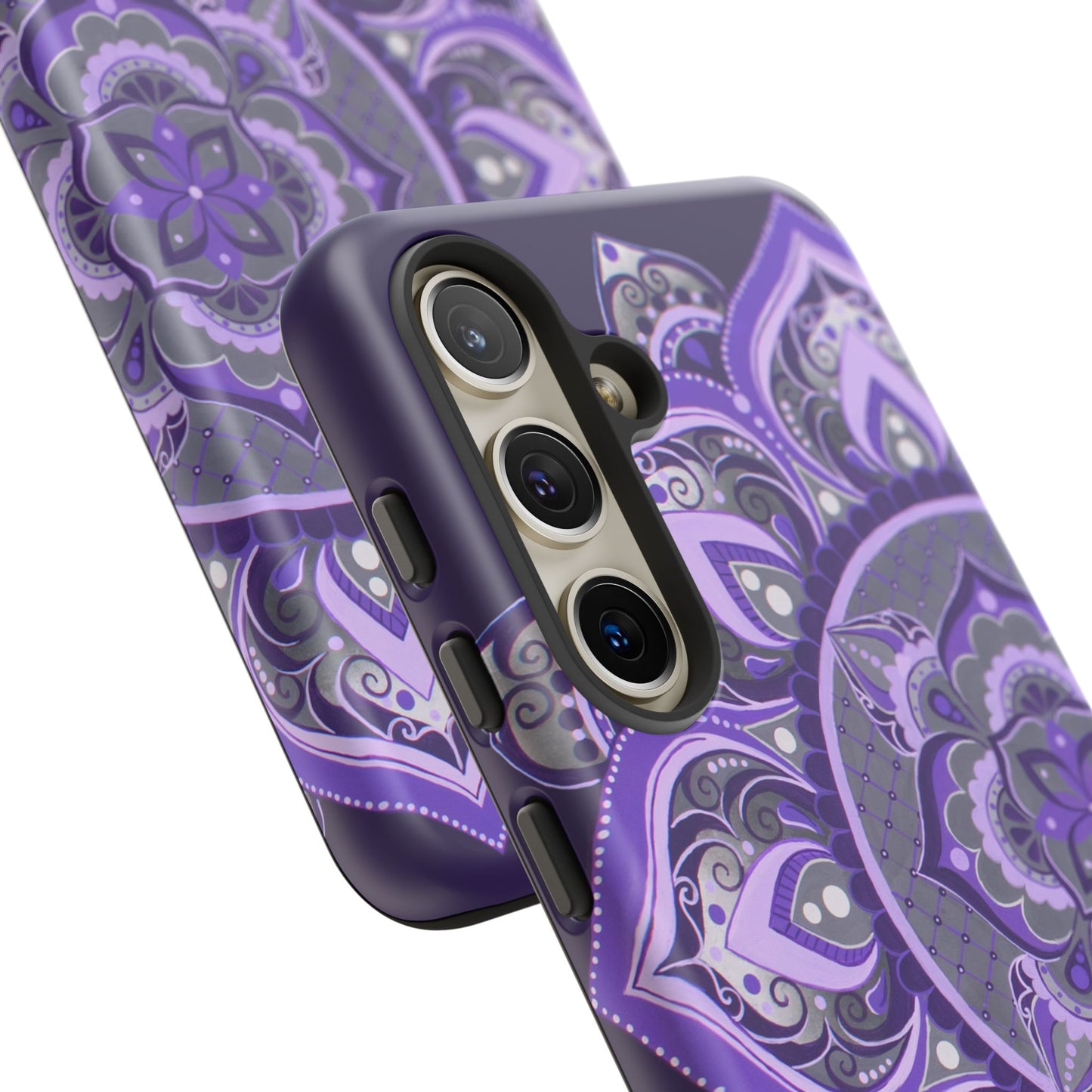 Purple Mandala Tough Phone Case — Protective Floral Boho Phone Cover
