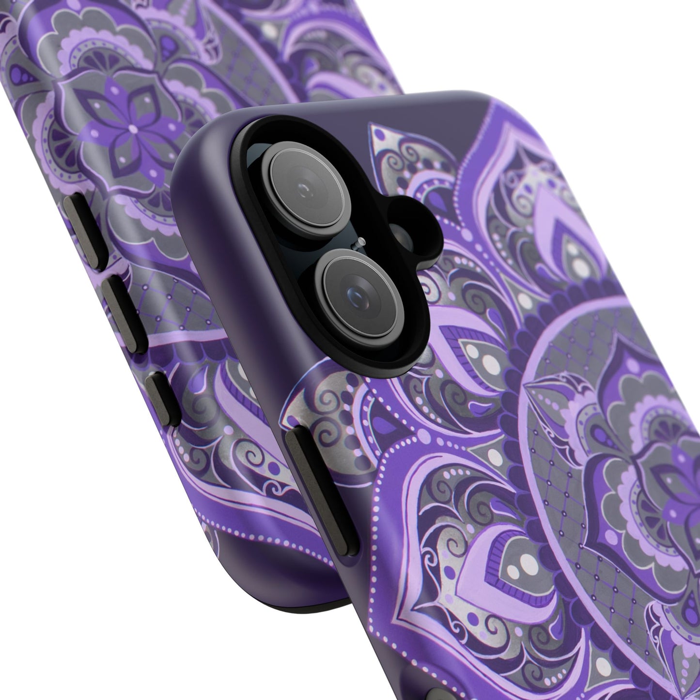 Purple Mandala Tough Phone Case — Protective Floral Boho Phone Cover