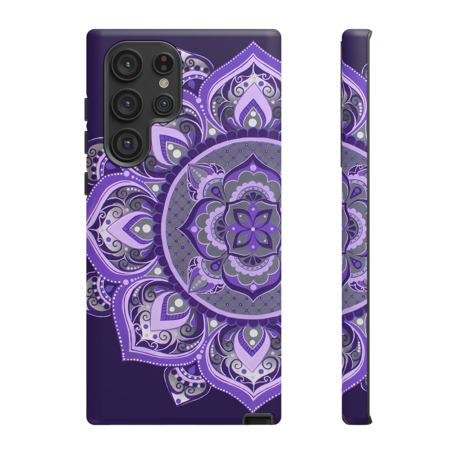 Purple Mandala Tough Phone Case — Protective Floral Boho Phone Cover