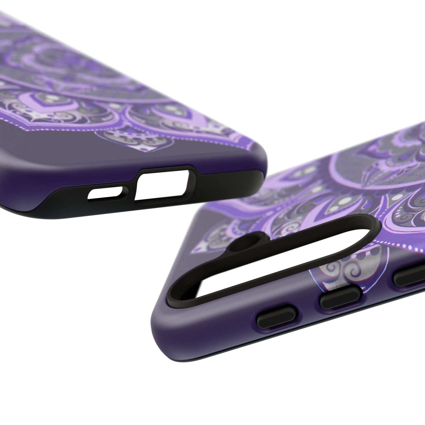 Purple Mandala Tough Phone Case — Protective Floral Boho Phone Cover