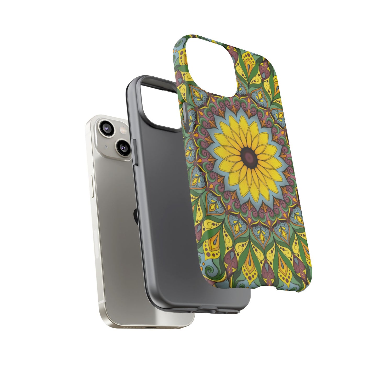"Black Eyed Susan" Mandala Phone Case — Floral Boho Tough Case