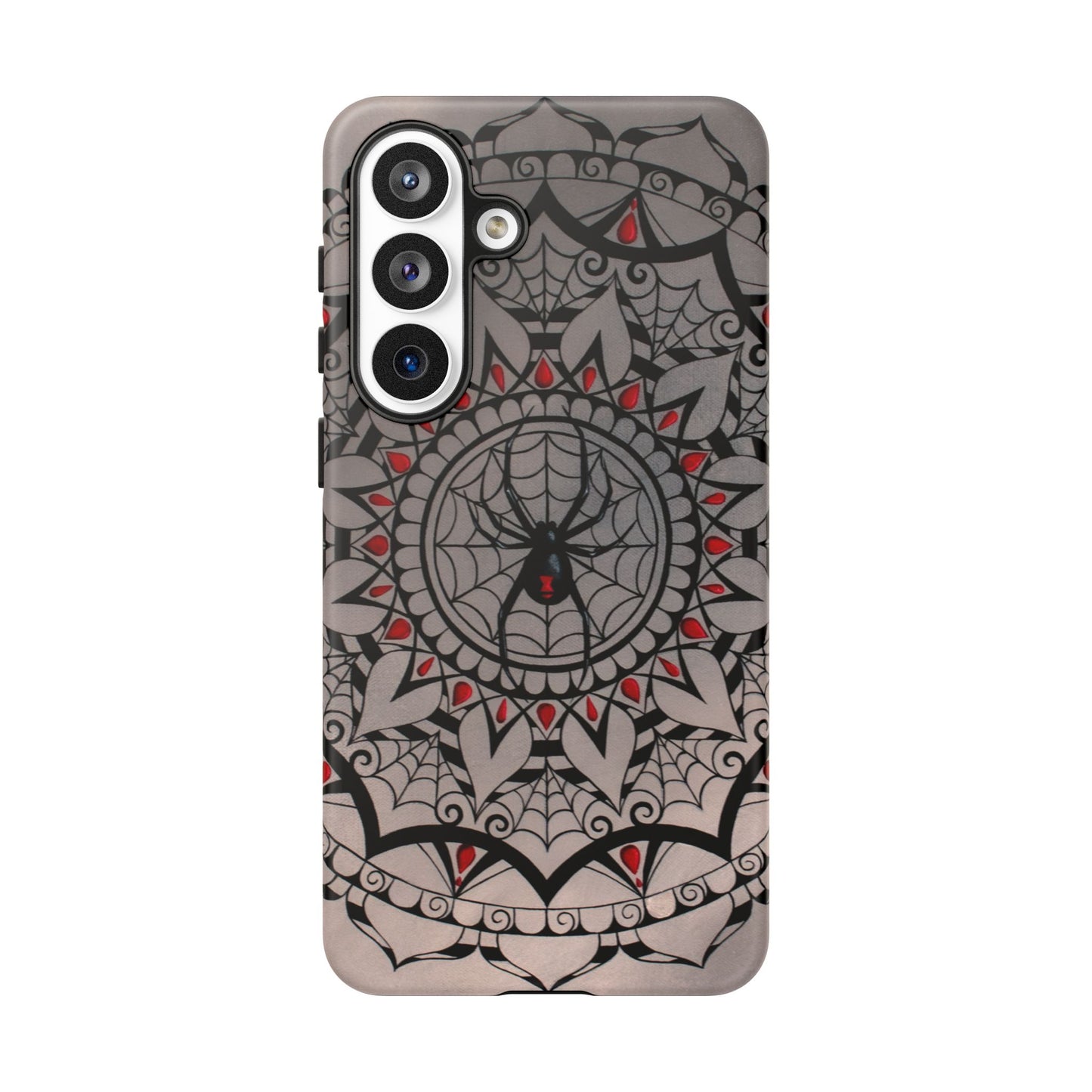 Mandala Spider Tough Phone Case - Gothic Red & Black Protective Cover