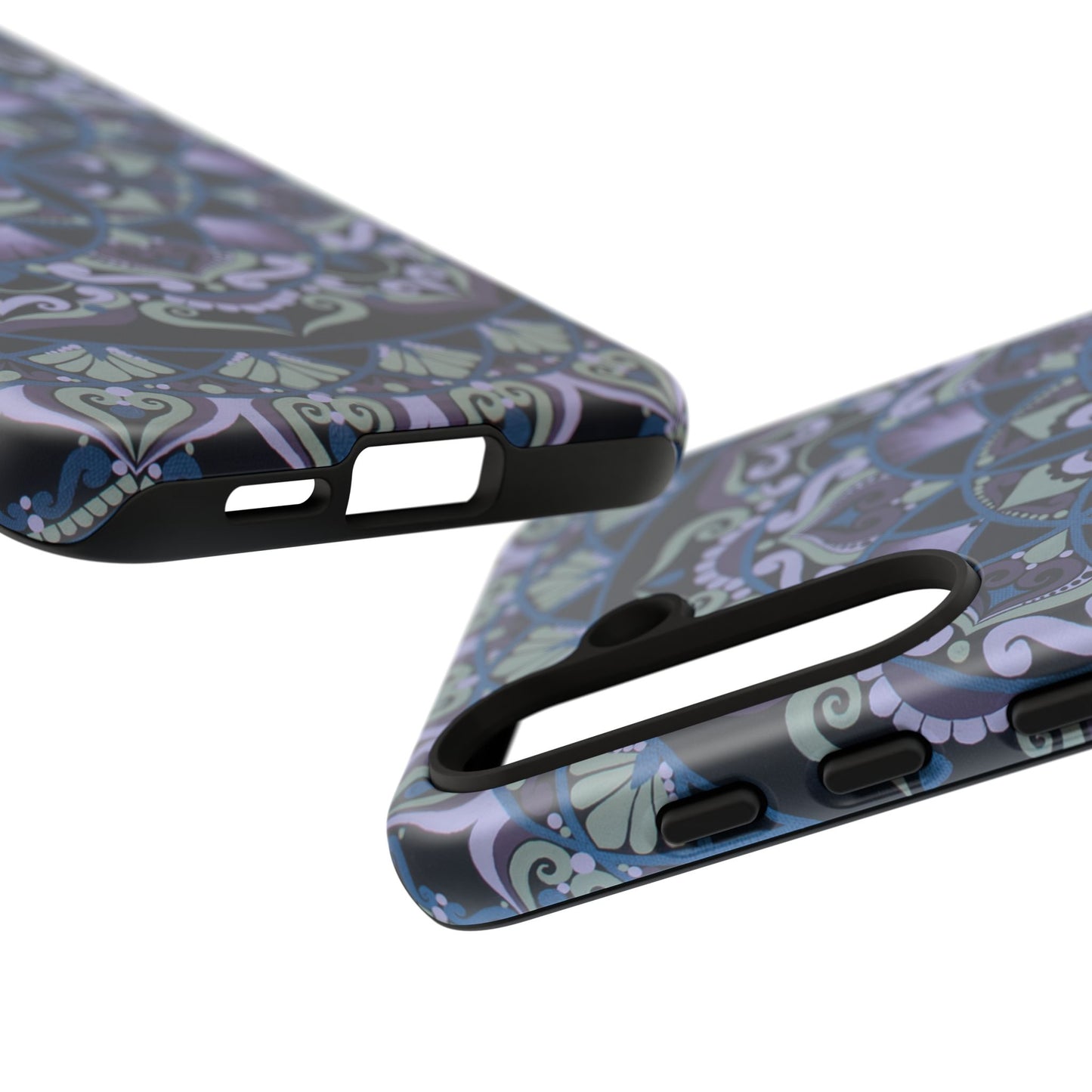 "Wisteria Bloom" Mandala Floral Tough Phone Case — Purple Blue Boho Protective Cover