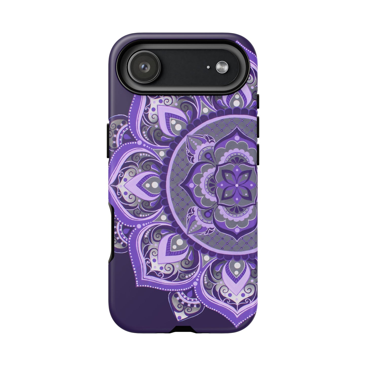 Purple Mandala Tough Phone Case — Protective Floral Boho Phone Cover