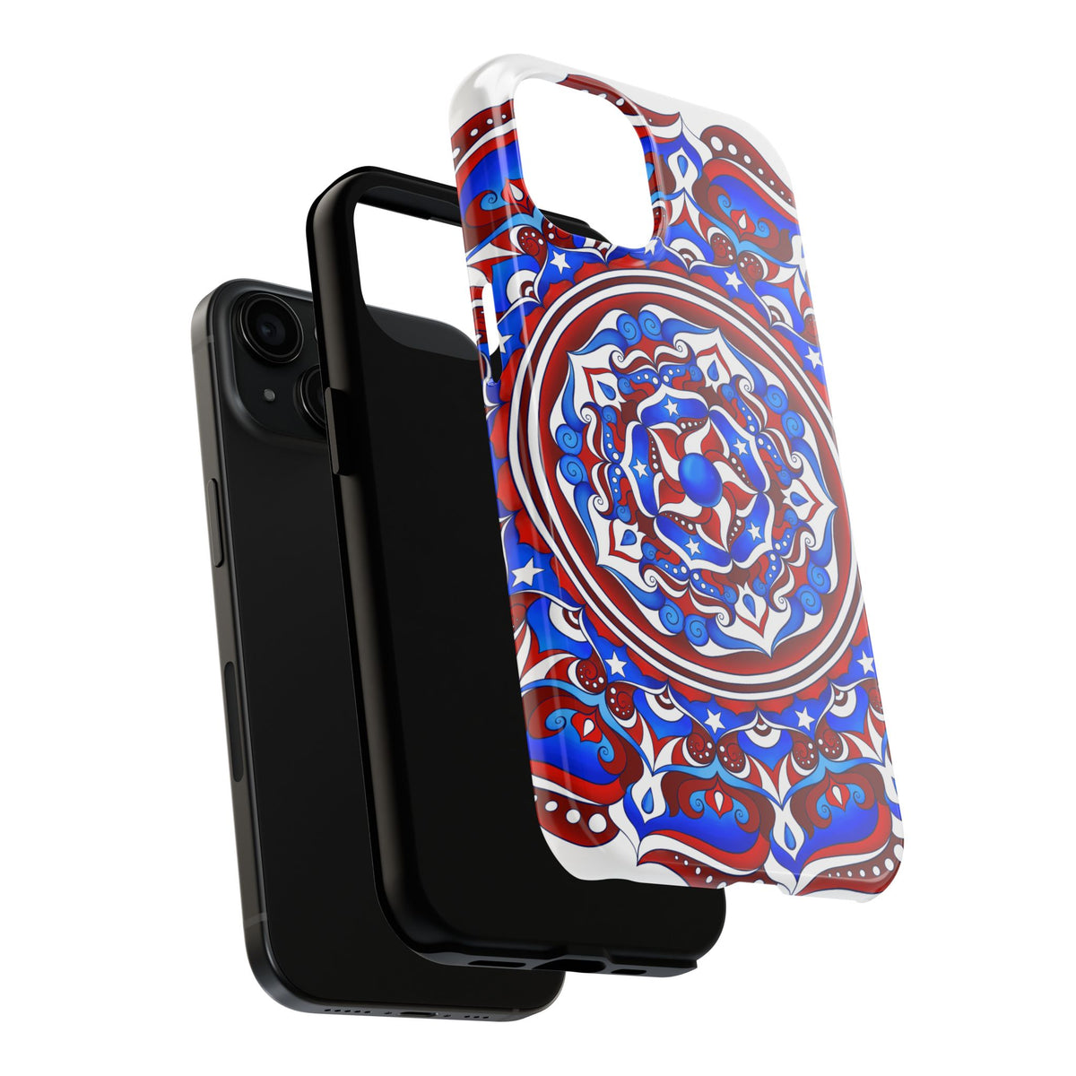 Patriotic Mandala Tough Phone Case — Red White & Blue Boho Cover | 250th Anniversary Gift