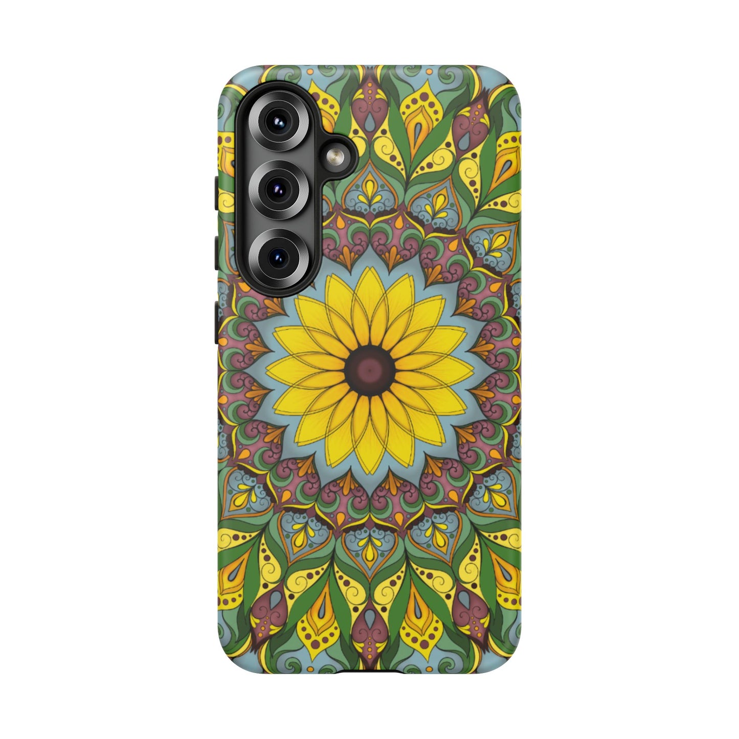 "Black Eyed Susan" Mandala Phone Case — Floral Boho Tough Case