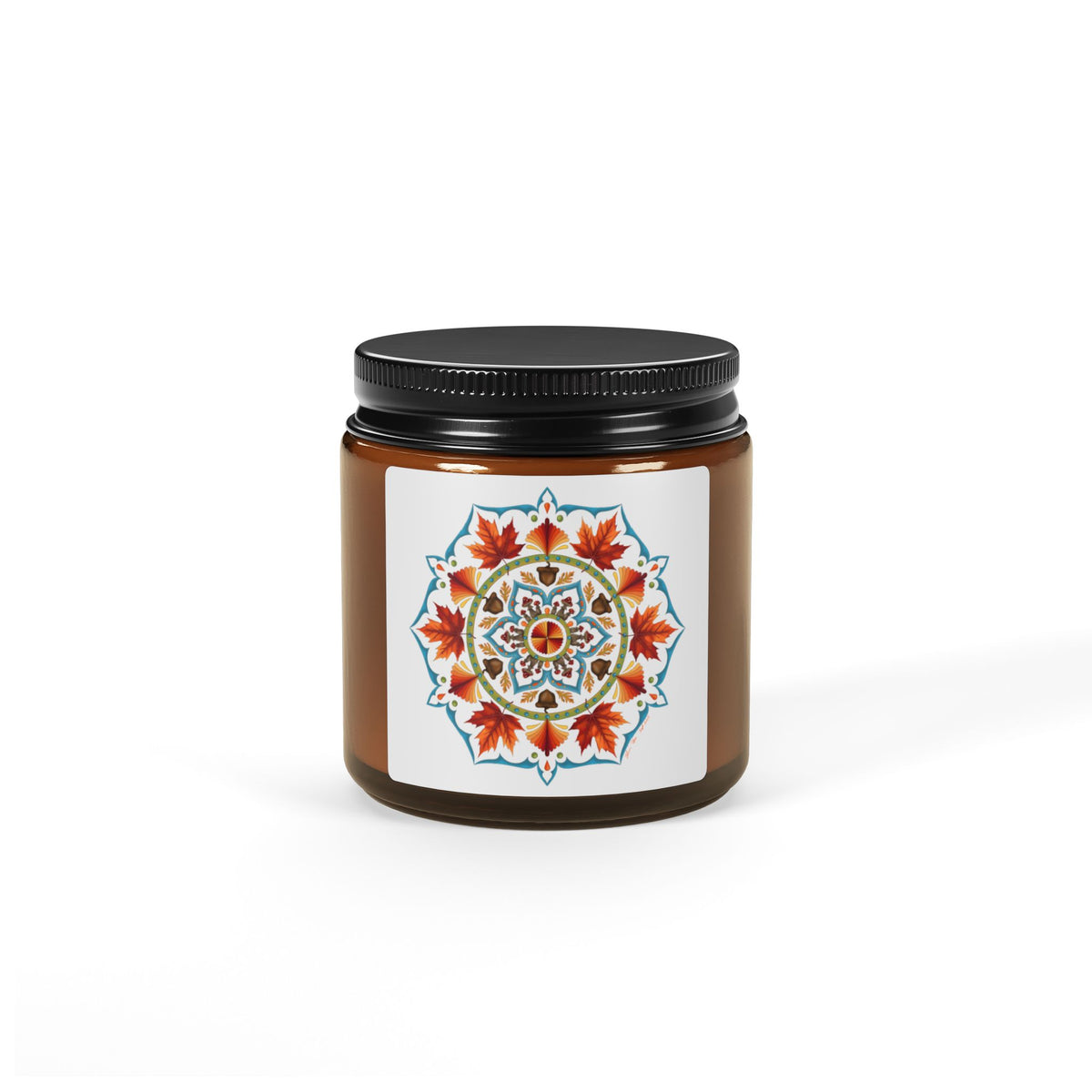 Autumn Mandala Soy Candle in Amber Jar