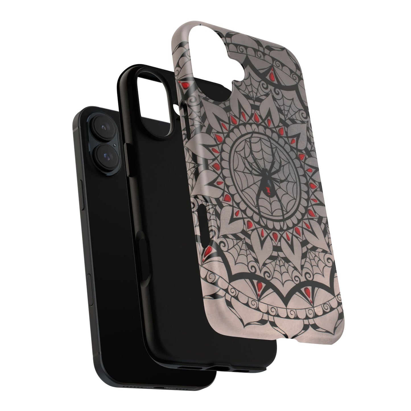 Mandala Spider Tough Phone Case - Gothic Red & Black Protective Cover