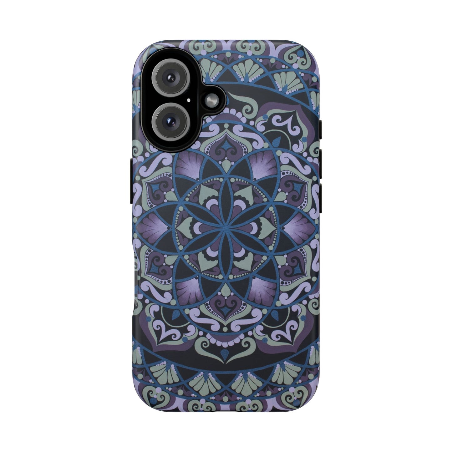 "Wisteria Bloom" Mandala Floral Tough Phone Case — Purple Blue Boho Protective Cover