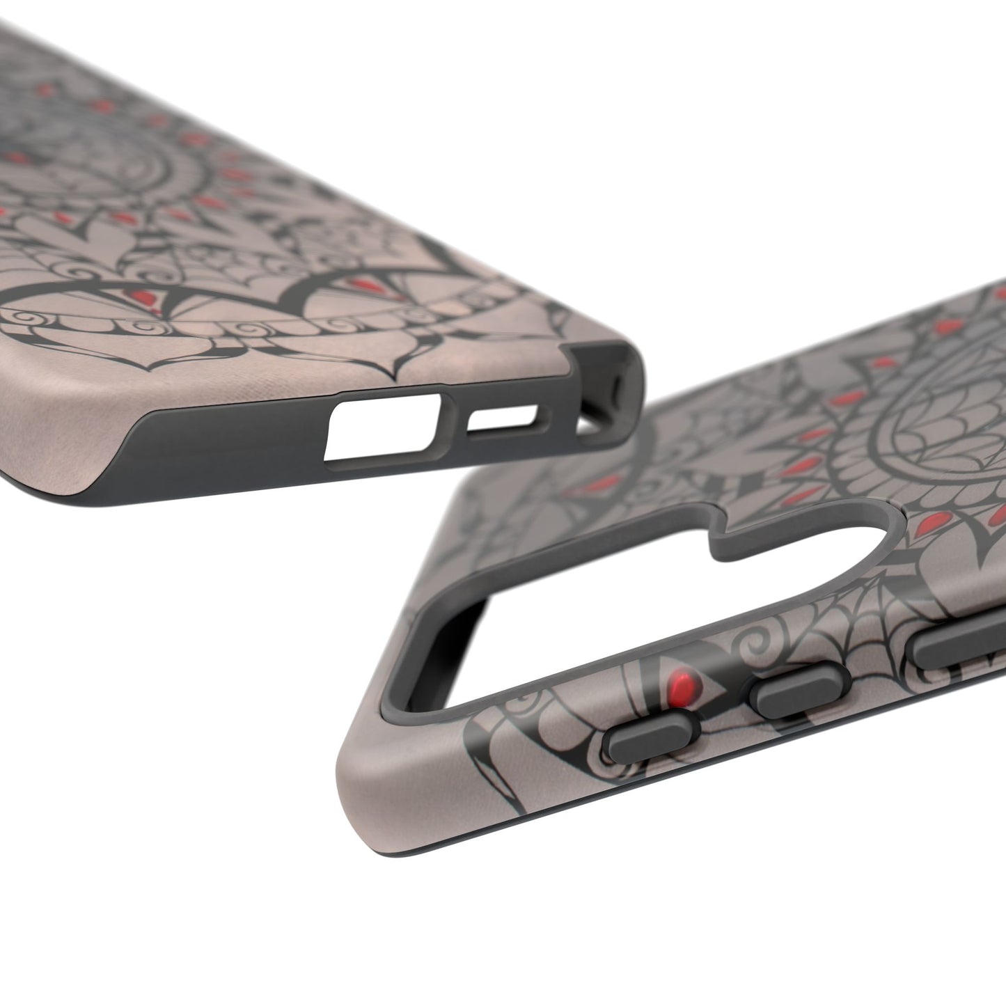 Mandala Spider Tough Phone Case - Gothic Red & Black Protective Cover