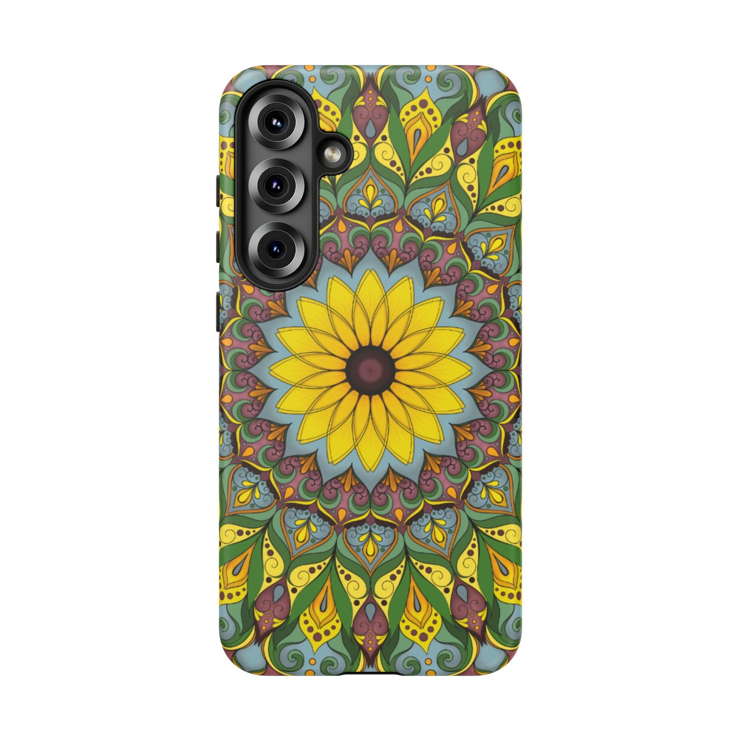 "Black Eyed Susan" Mandala Phone Case — Floral Boho Tough Case
