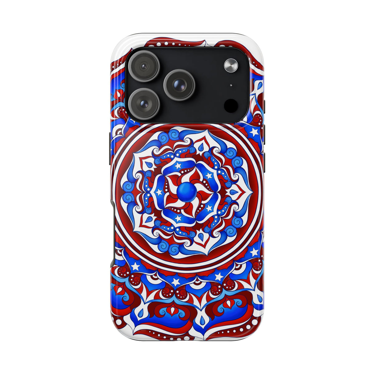 Patriotic Mandala Tough Phone Case — Red White & Blue Boho Cover | 250th Anniversary Gift