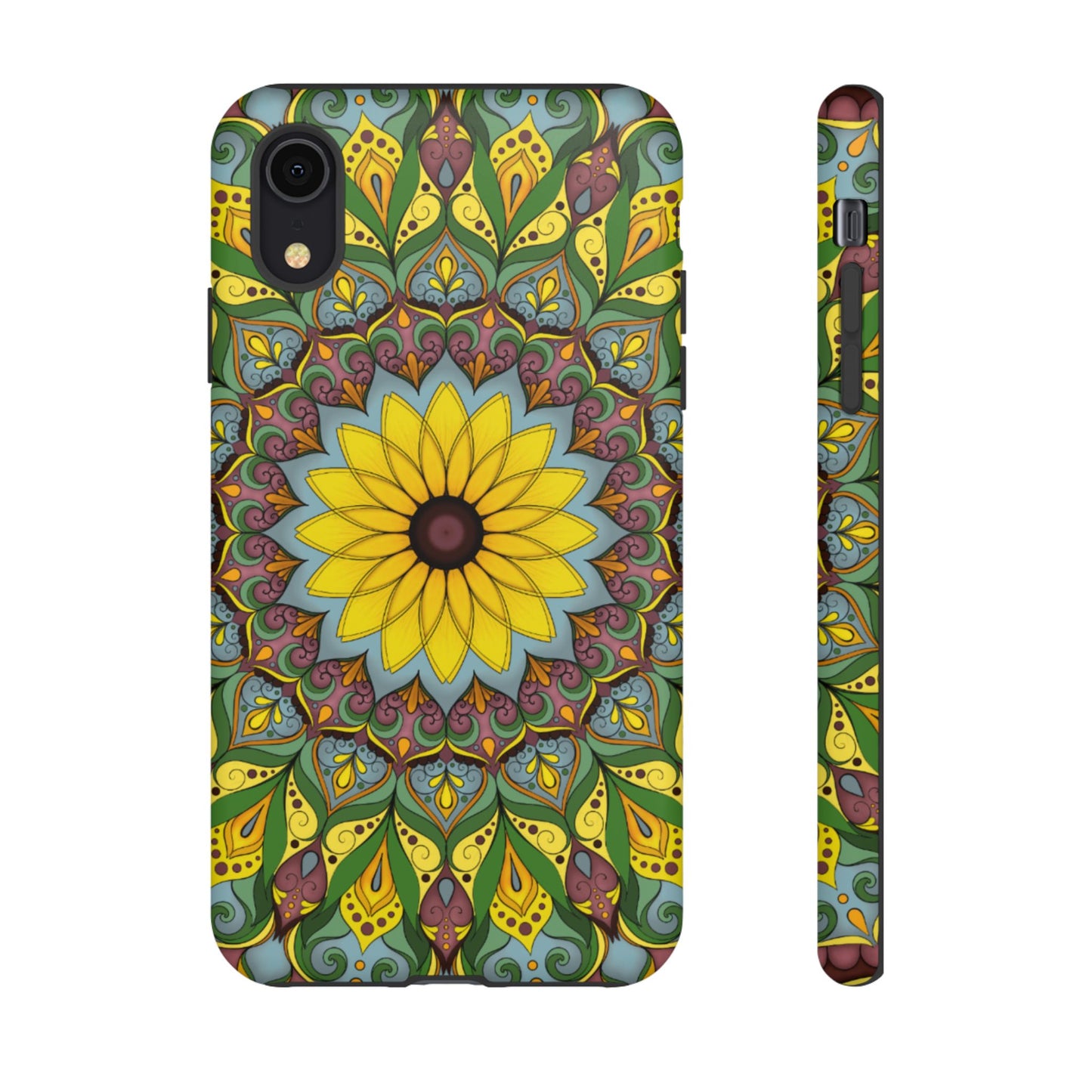 "Black Eyed Susan" Mandala Phone Case — Floral Boho Tough Case