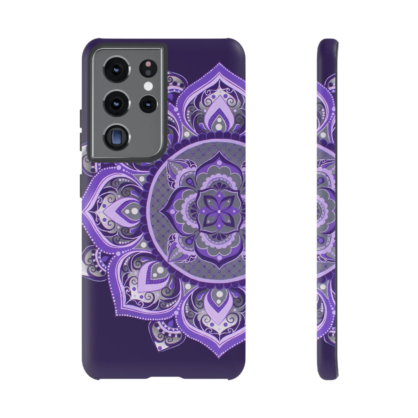 Purple Mandala Tough Phone Case — Protective Floral Boho Phone Cover