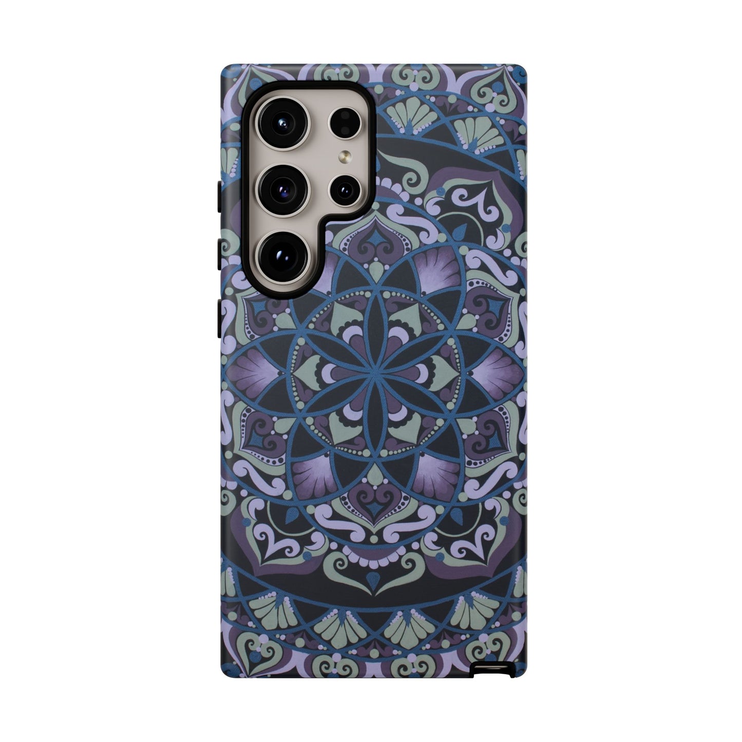 "Wisteria Bloom" Mandala Floral Tough Phone Case — Purple Blue Boho Protective Cover