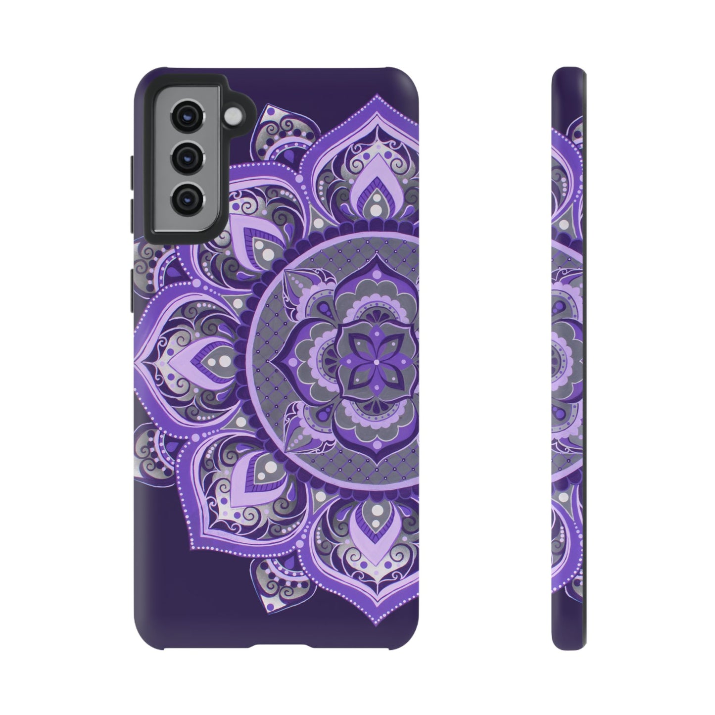 Purple Mandala Tough Phone Case — Protective Floral Boho Phone Cover