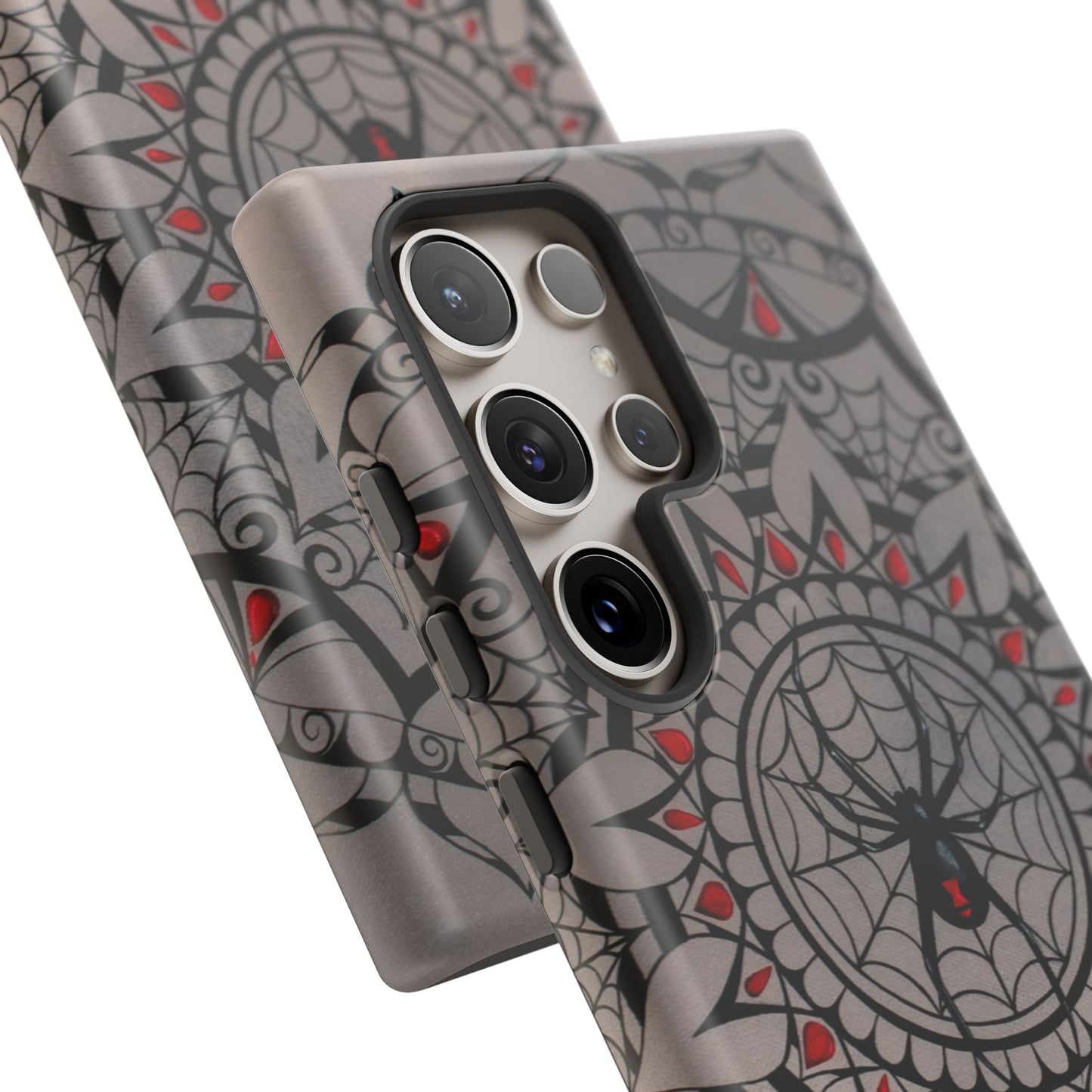 Mandala Spider Tough Phone Case - Gothic Red & Black Protective Cover