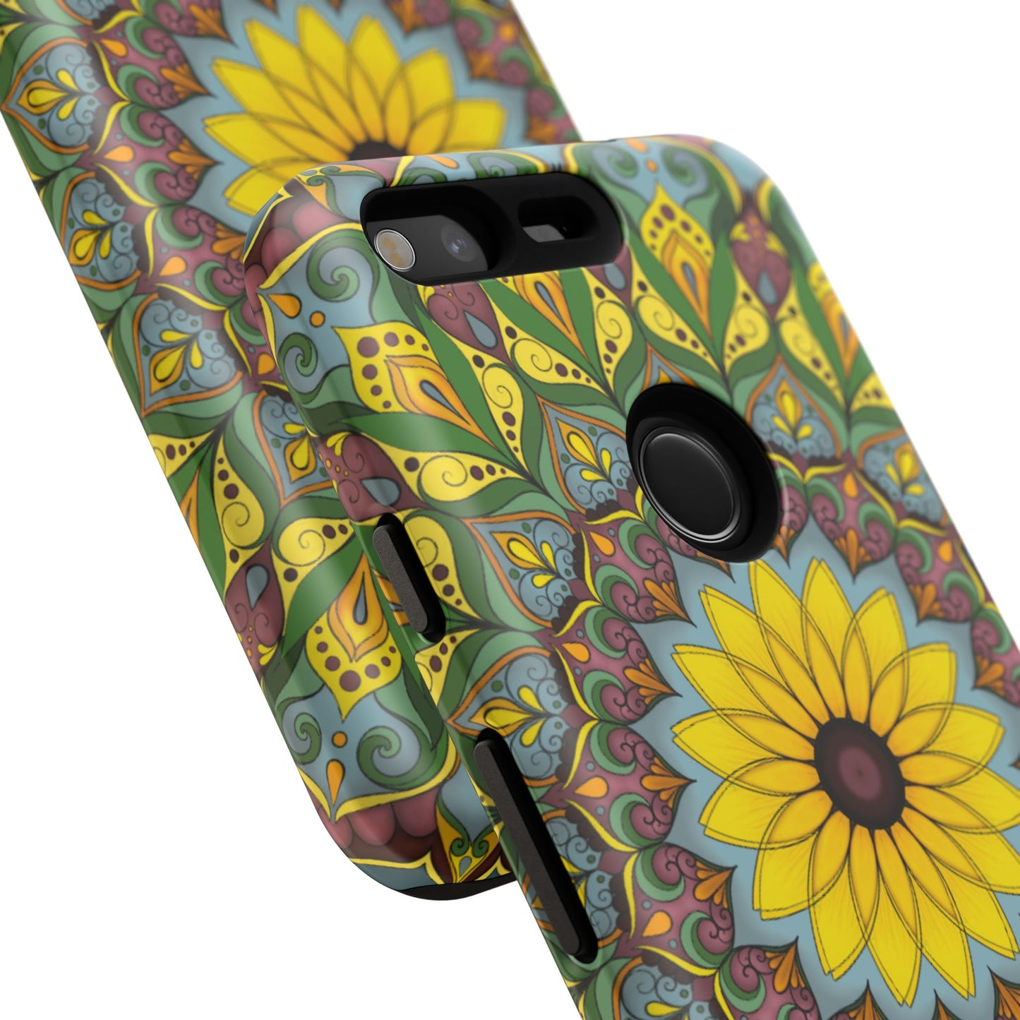 "Black Eyed Susan" Mandala Phone Case — Floral Boho Tough Case