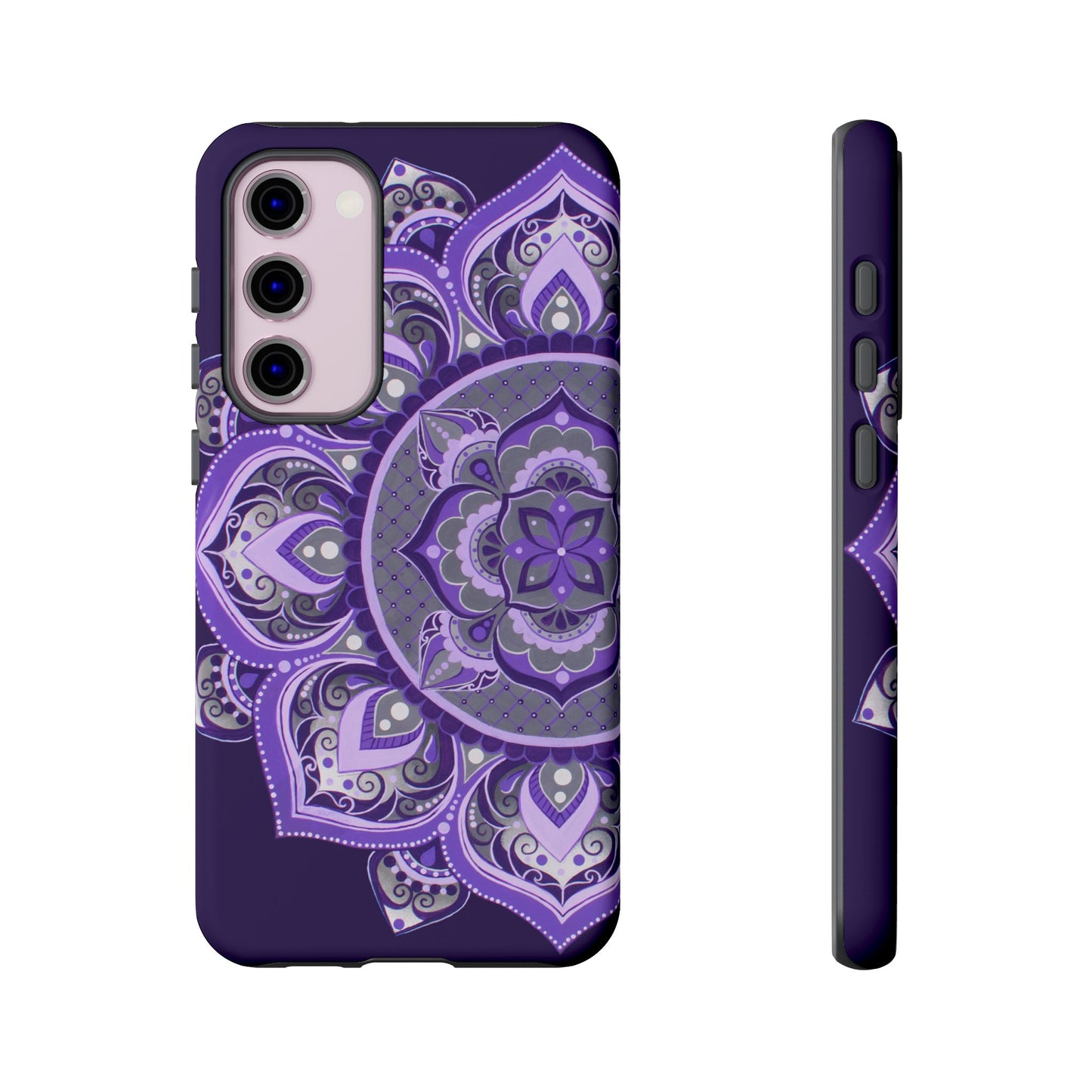 Purple Mandala Tough Phone Case — Protective Floral Boho Phone Cover