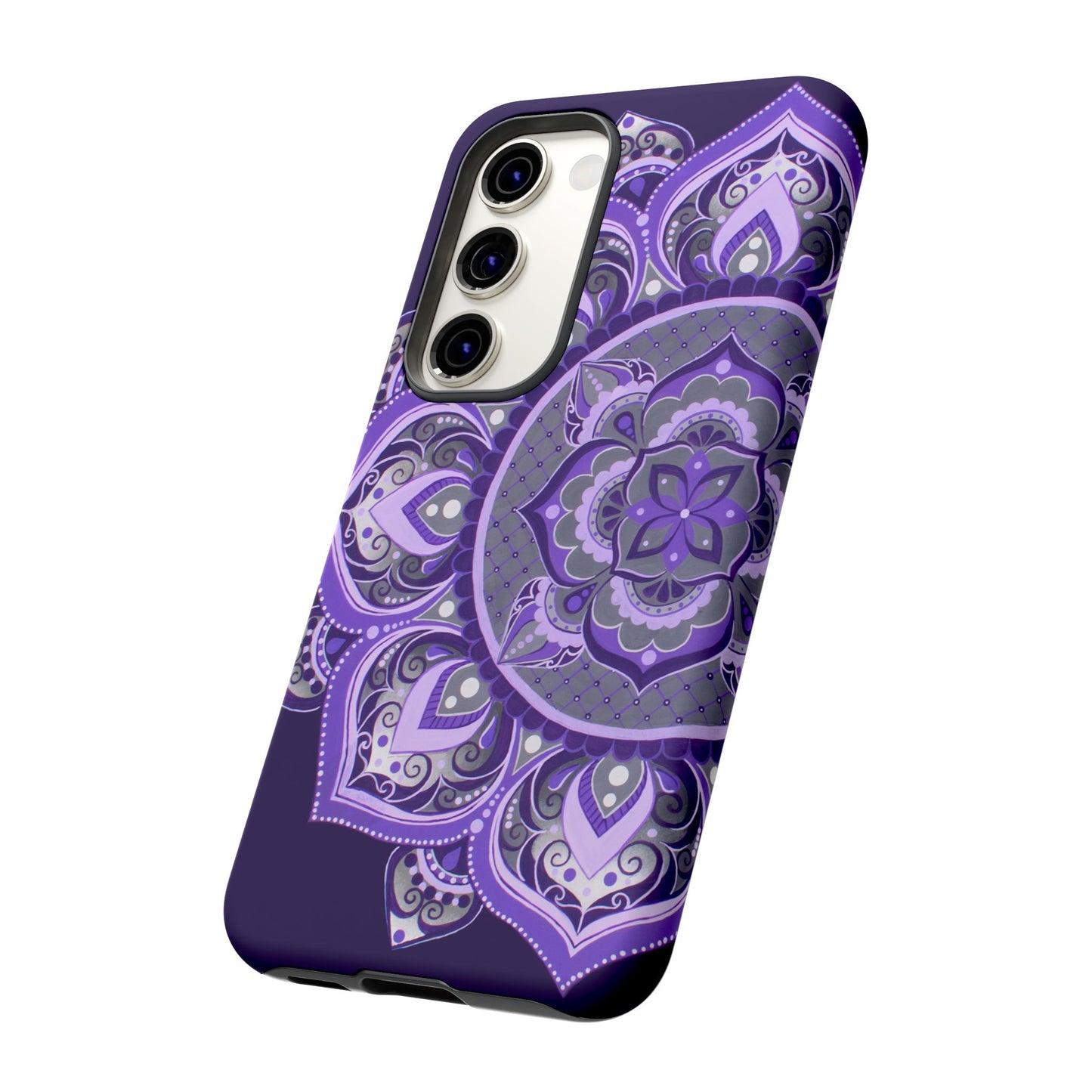 Purple Mandala Tough Phone Case — Protective Floral Boho Phone Cover