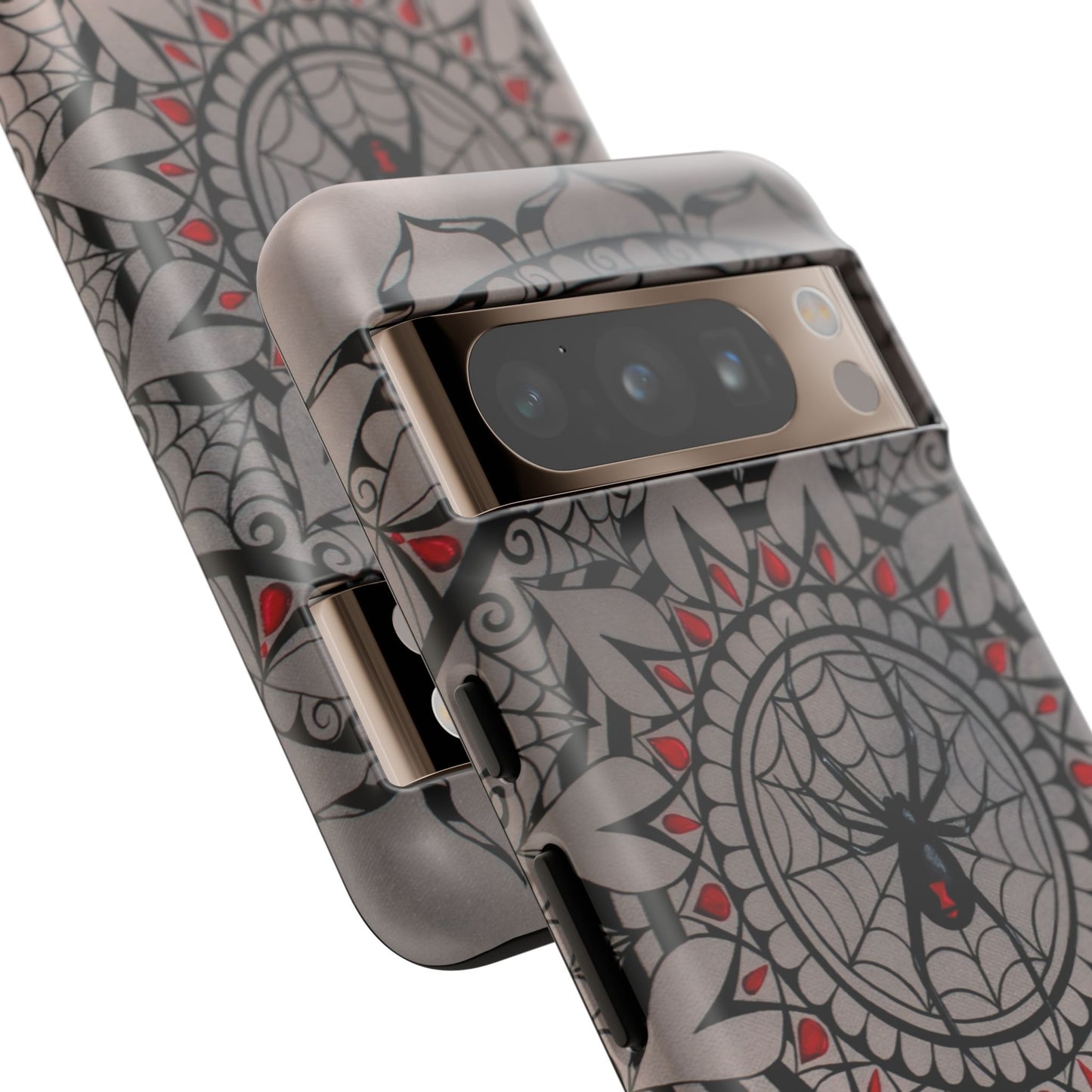 Mandala Spider Tough Phone Case - Gothic Red & Black Protective Cover