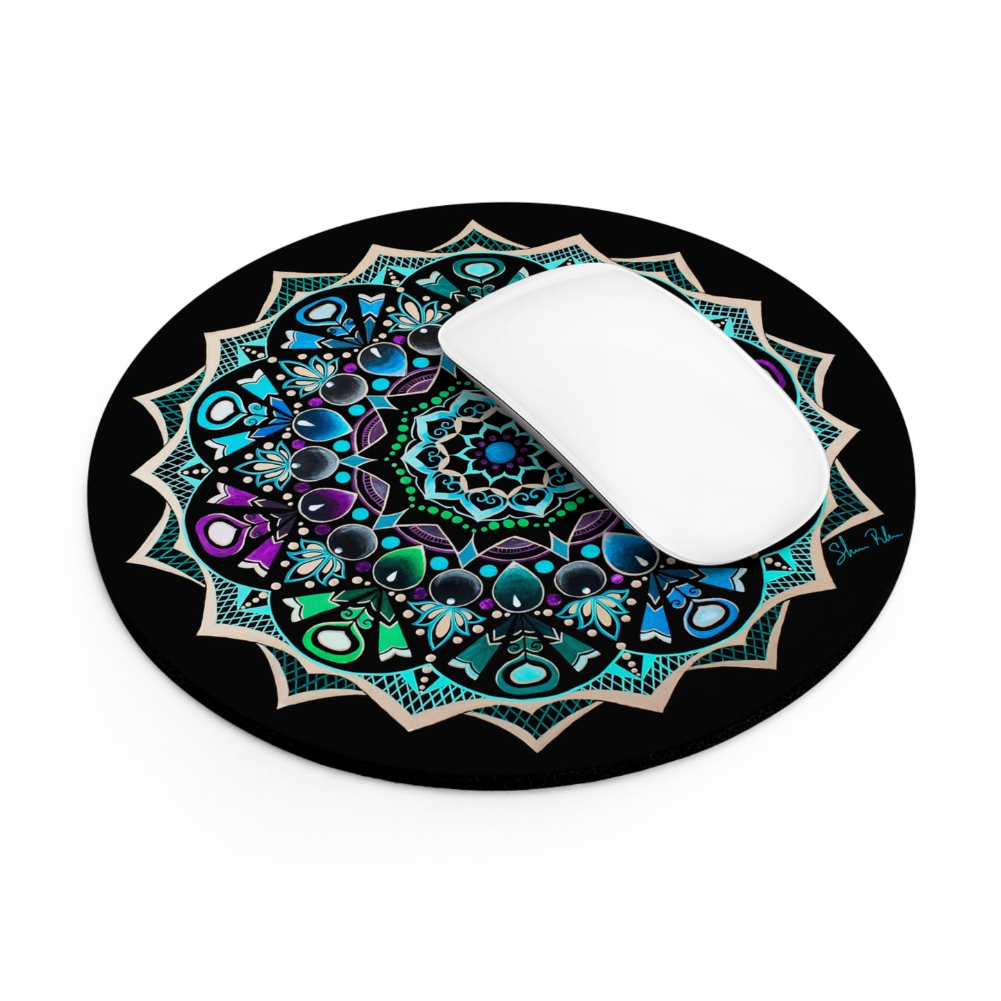 "Royal Zendala" Mouse Pad — Teal & Purple Boho Desk Mat