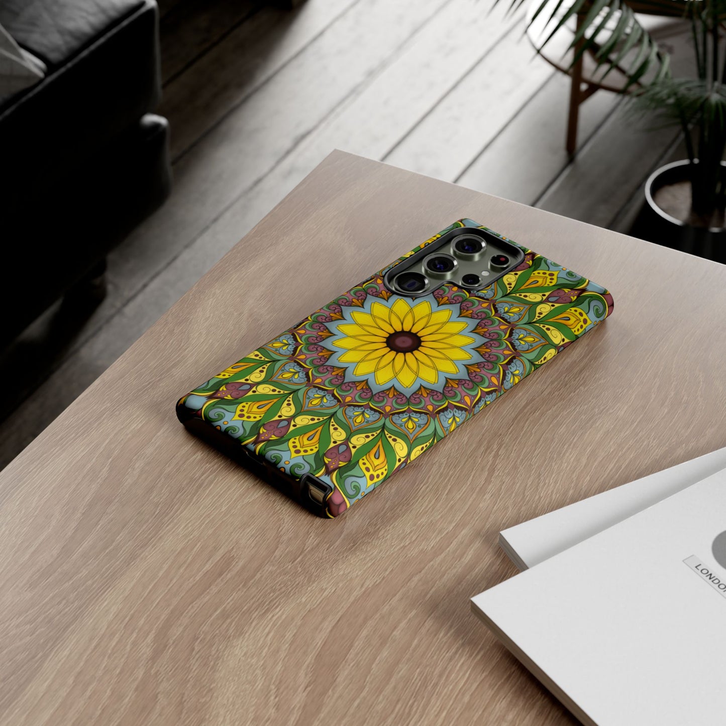 "Black Eyed Susan" Mandala Phone Case — Floral Boho Tough Case