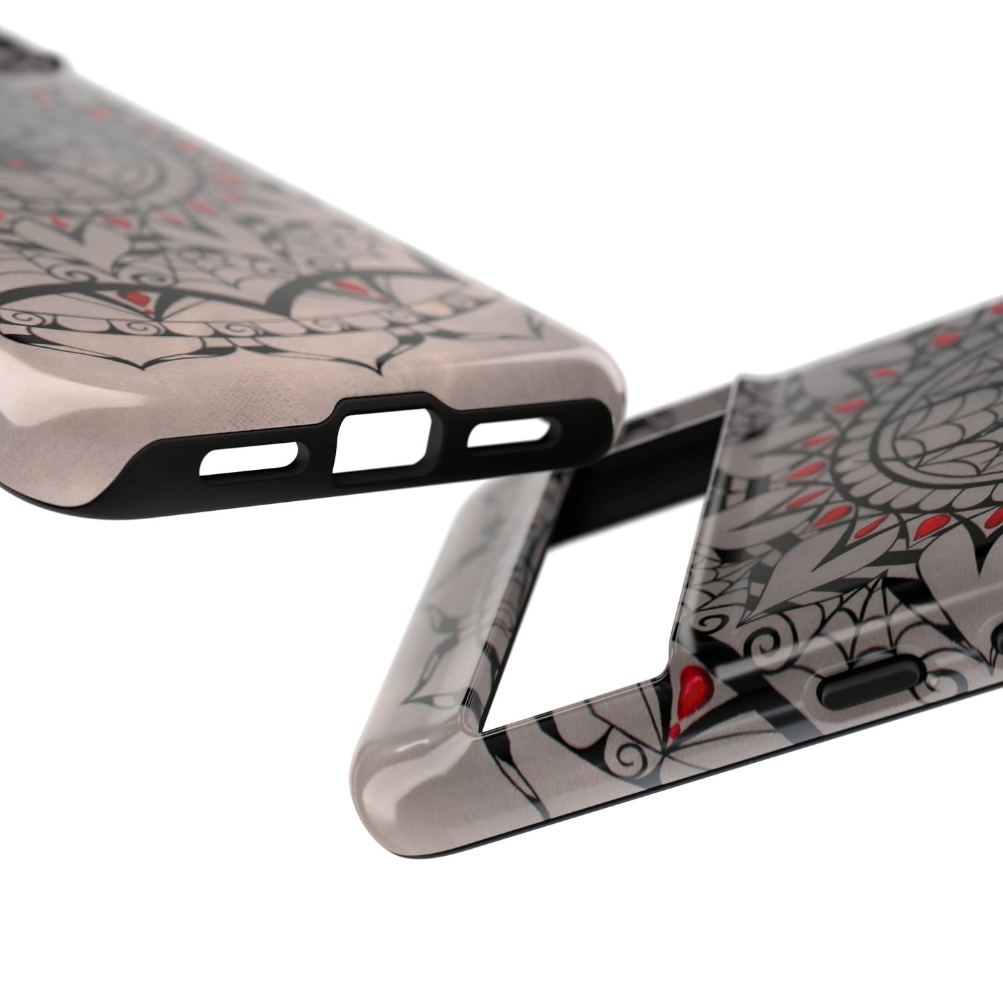 Mandala Spider Tough Phone Case - Gothic Red & Black Protective Cover