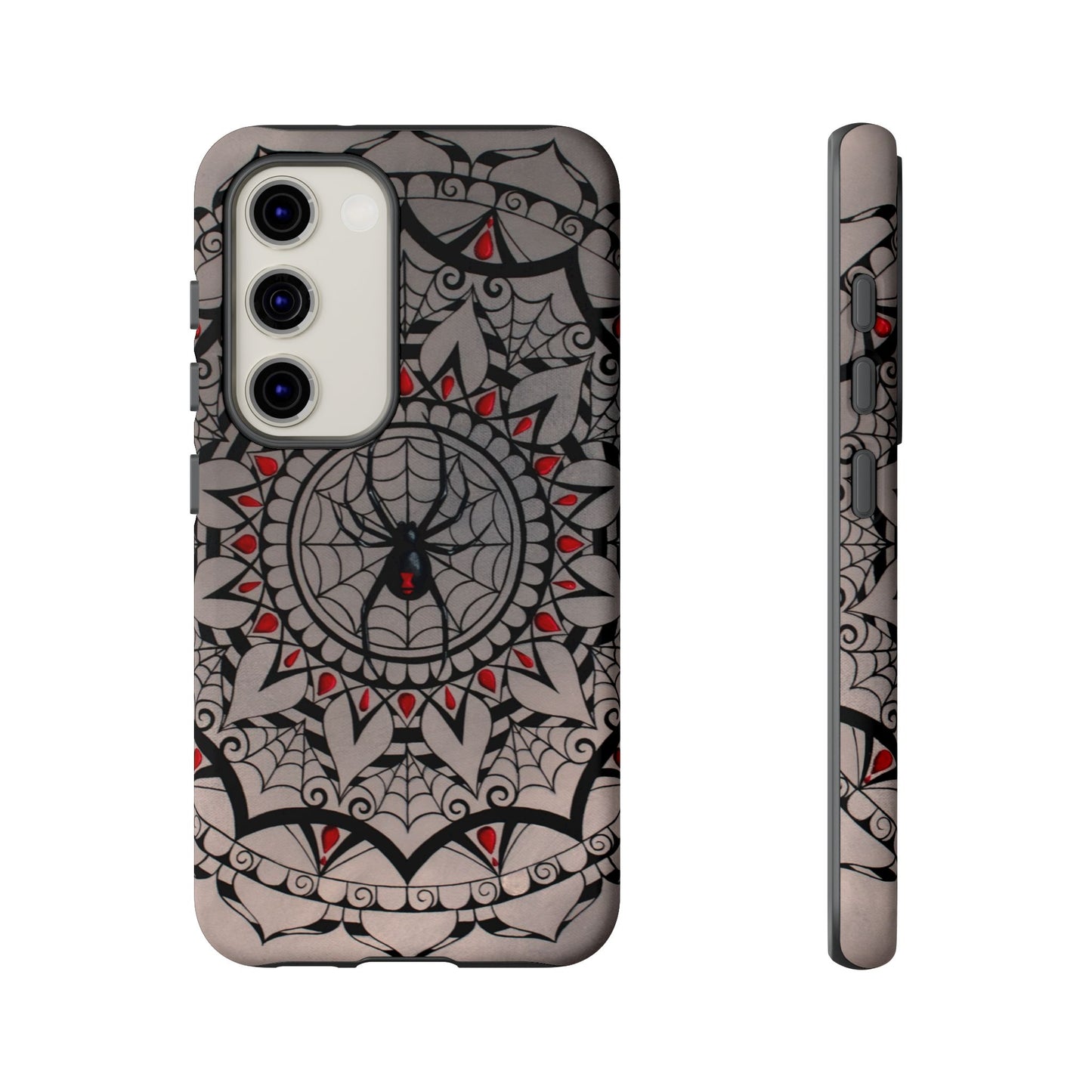 Mandala Spider Tough Phone Case - Gothic Red & Black Protective Cover