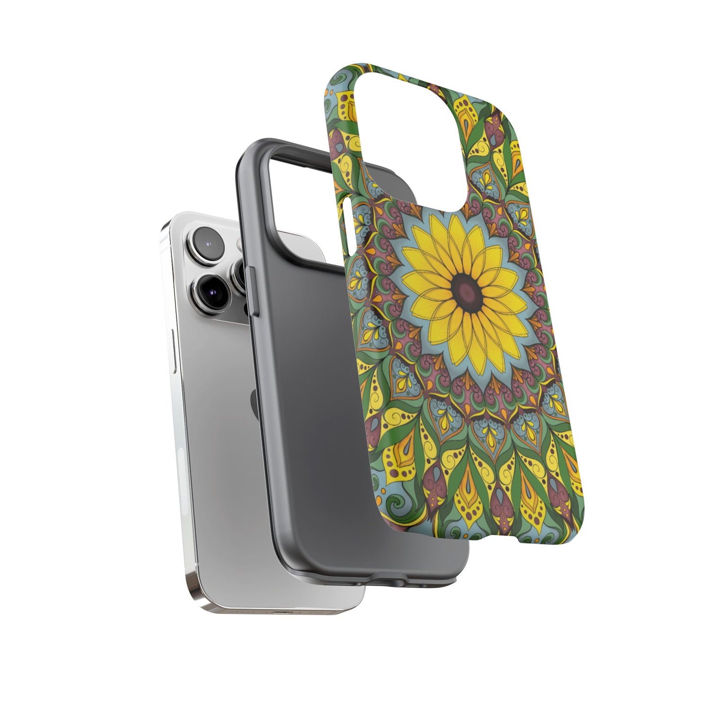 "Black Eyed Susan" Mandala Phone Case — Floral Boho Tough Case