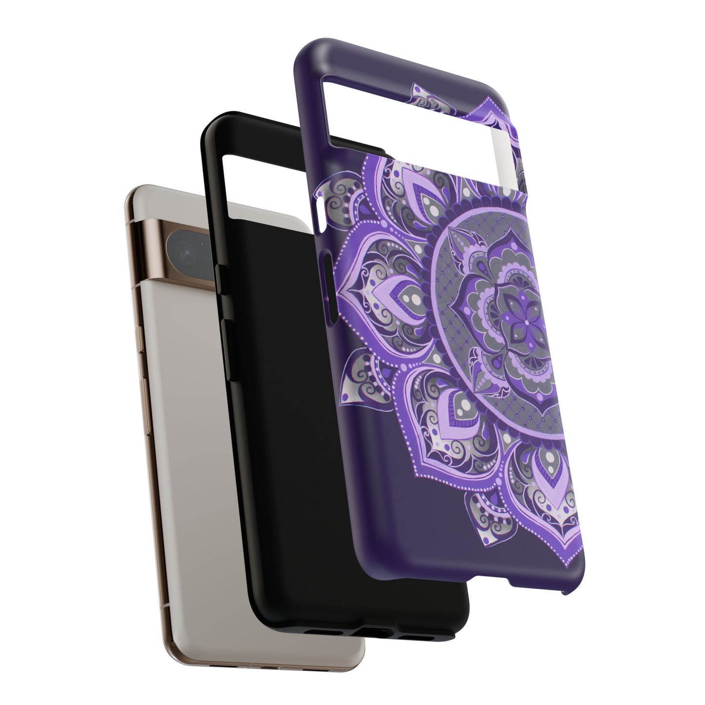 Purple Mandala Tough Phone Case — Protective Floral Boho Phone Cover