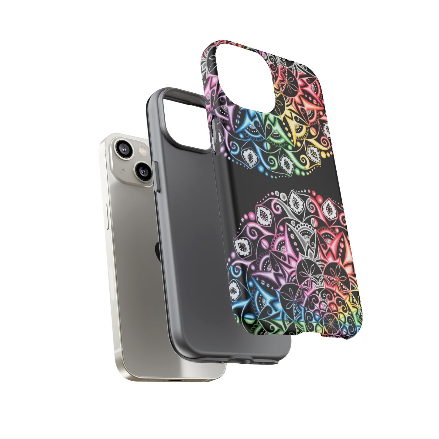 Mandala Rainbow Tough Phone Case — Colorful Boho Protective Case
