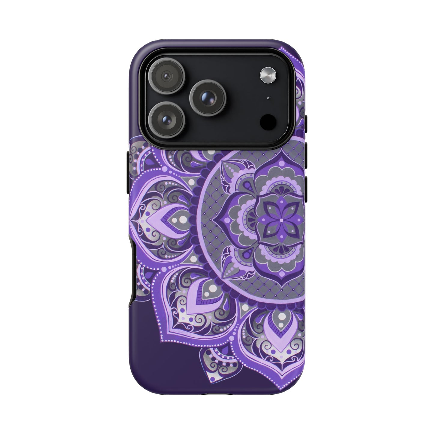 Purple Mandala Tough Phone Case — Protective Floral Boho Phone Cover