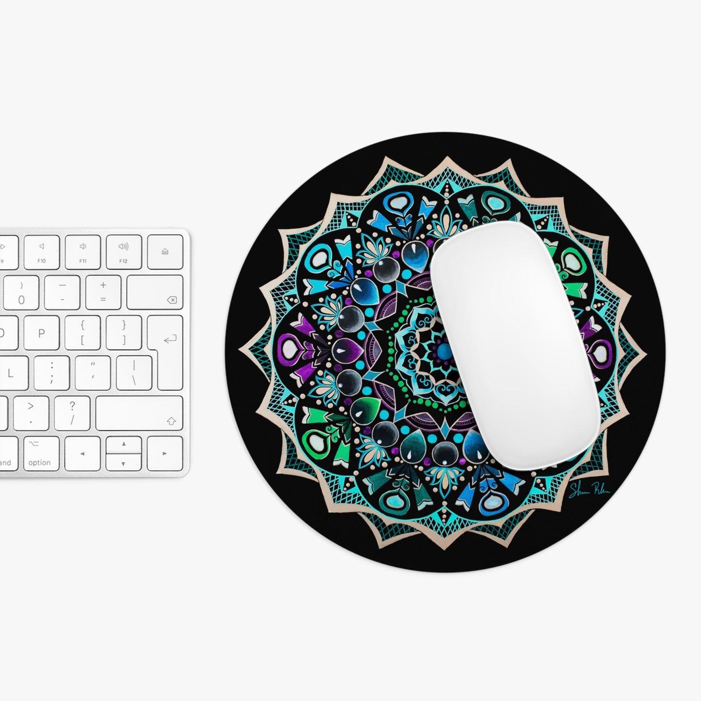 "Royal Zendala" Mouse Pad — Teal & Purple Boho Desk Mat
