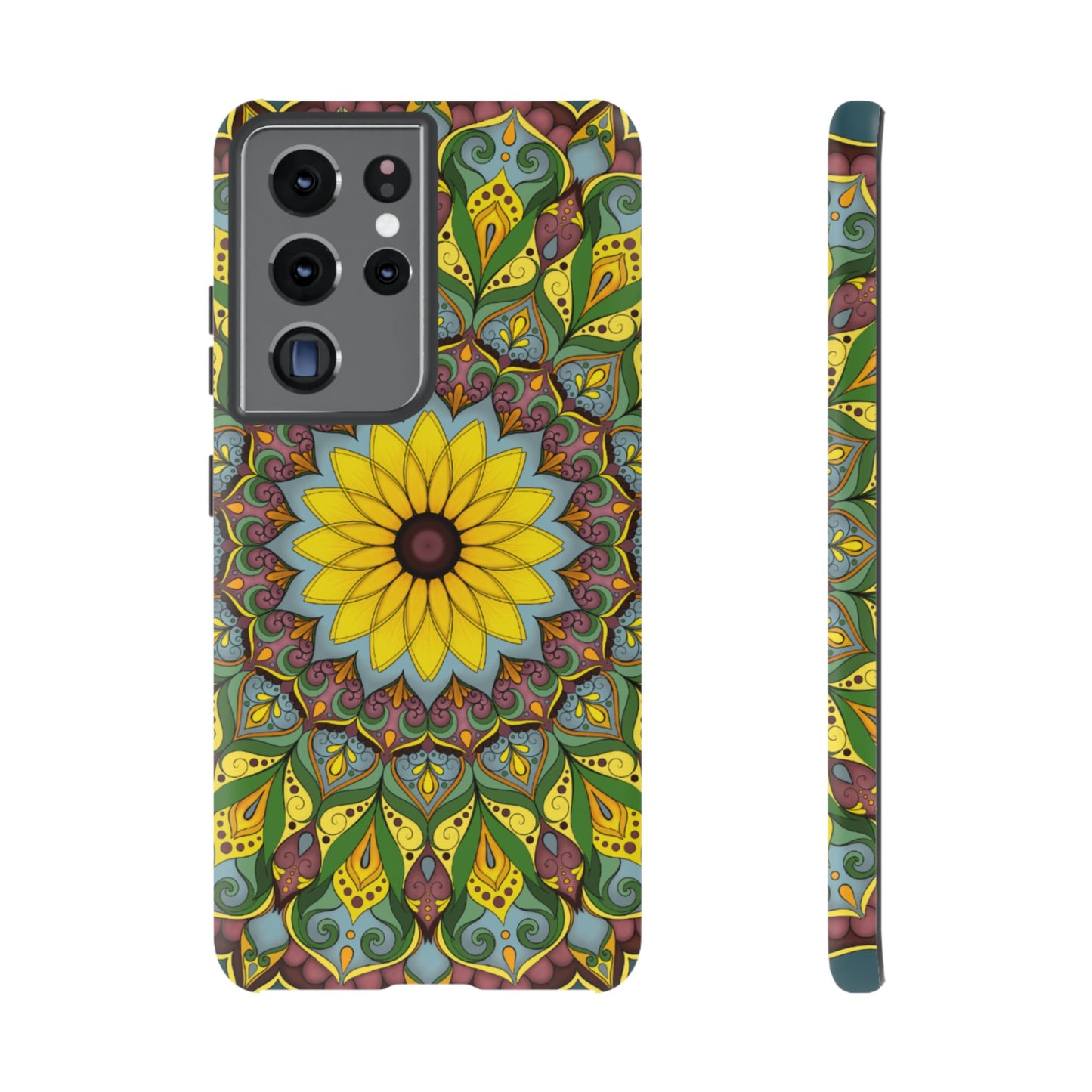 "Black Eyed Susan" Mandala Phone Case — Floral Boho Tough Case