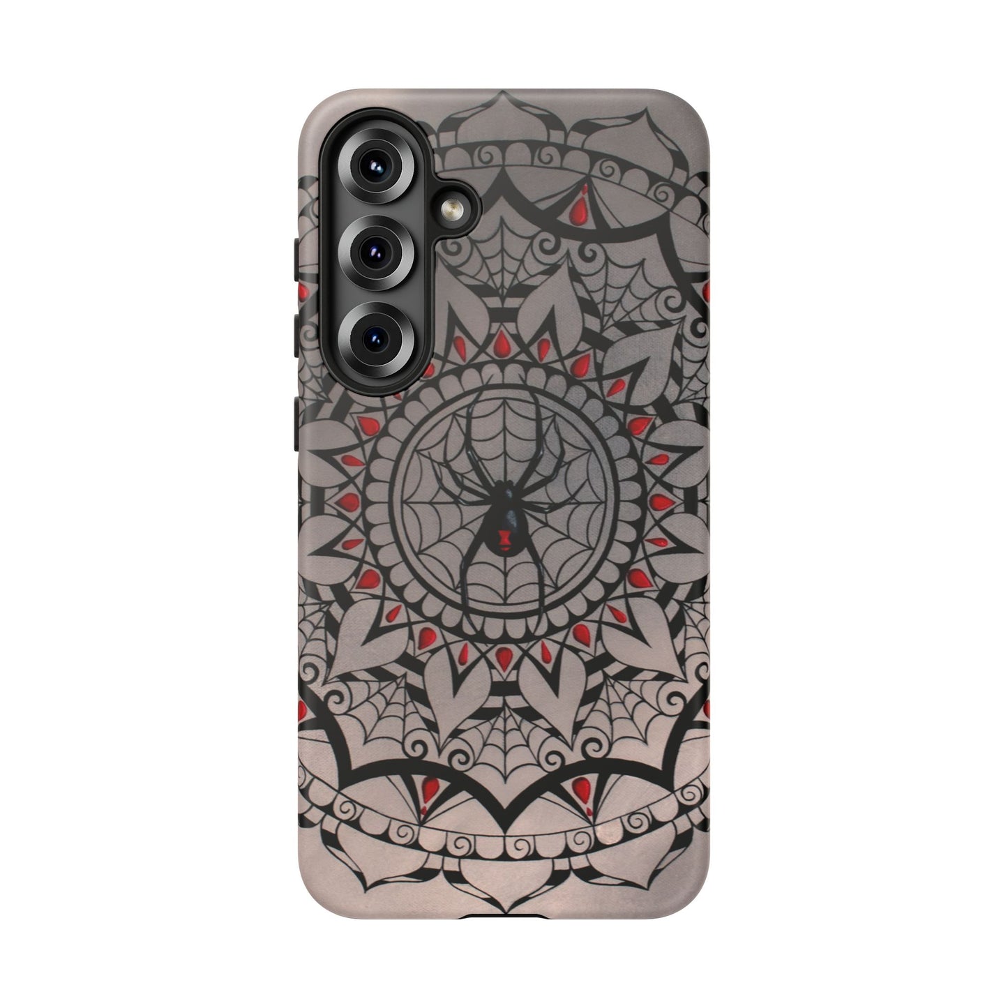 Mandala Spider Tough Phone Case - Gothic Red & Black Protective Cover