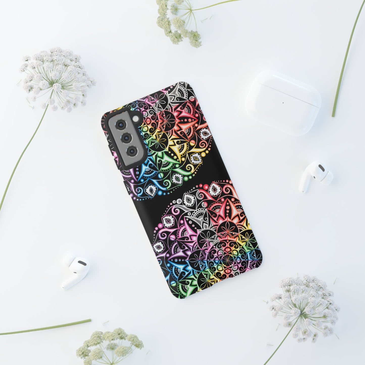 Mandala Rainbow Tough Phone Case — Colorful Boho Protective Case