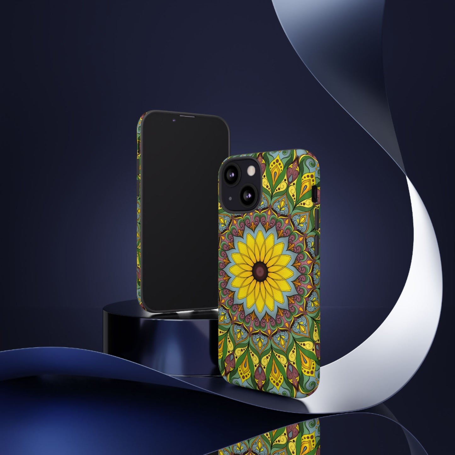 "Black Eyed Susan" Mandala Phone Case — Floral Boho Tough Case