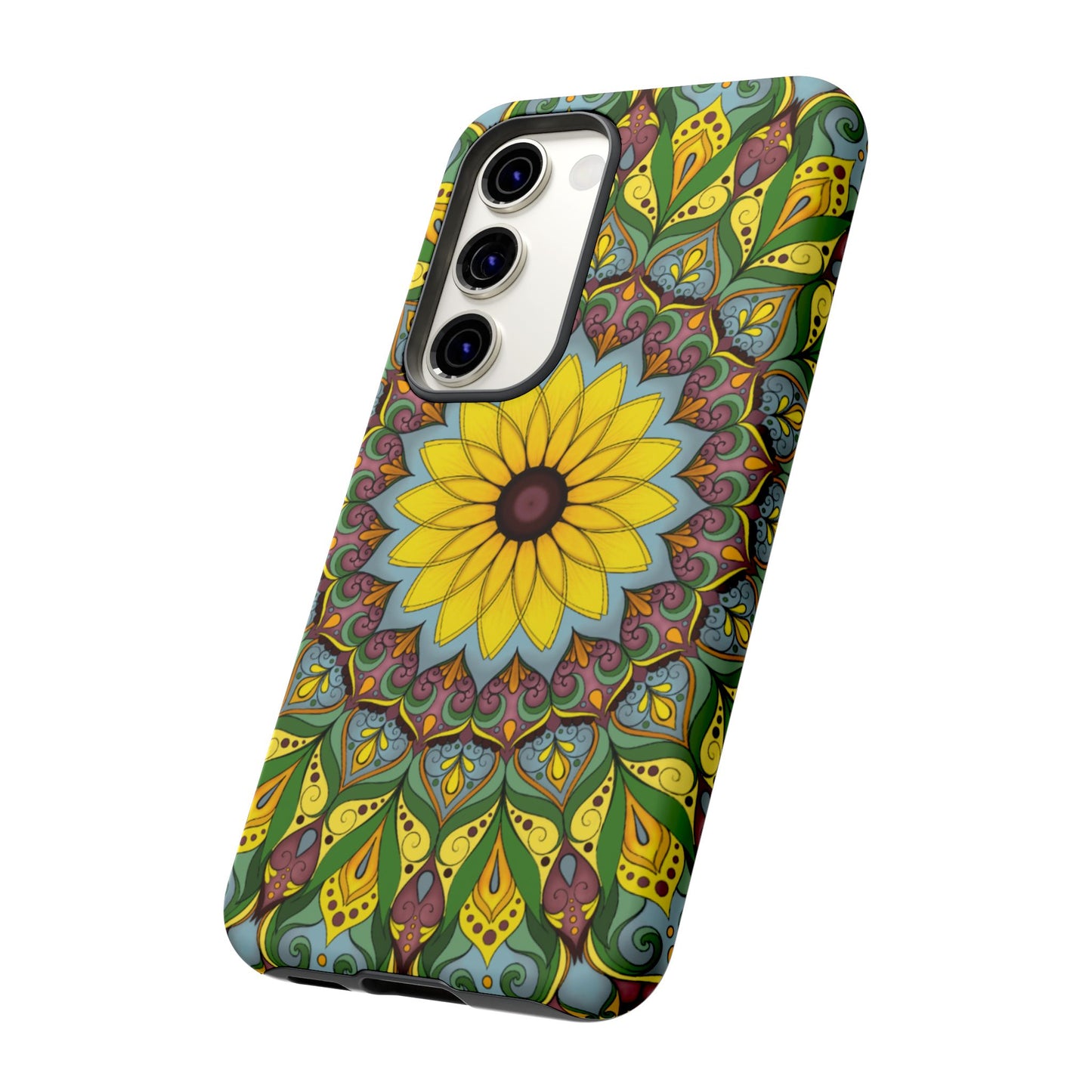 "Black Eyed Susan" Mandala Phone Case — Floral Boho Tough Case