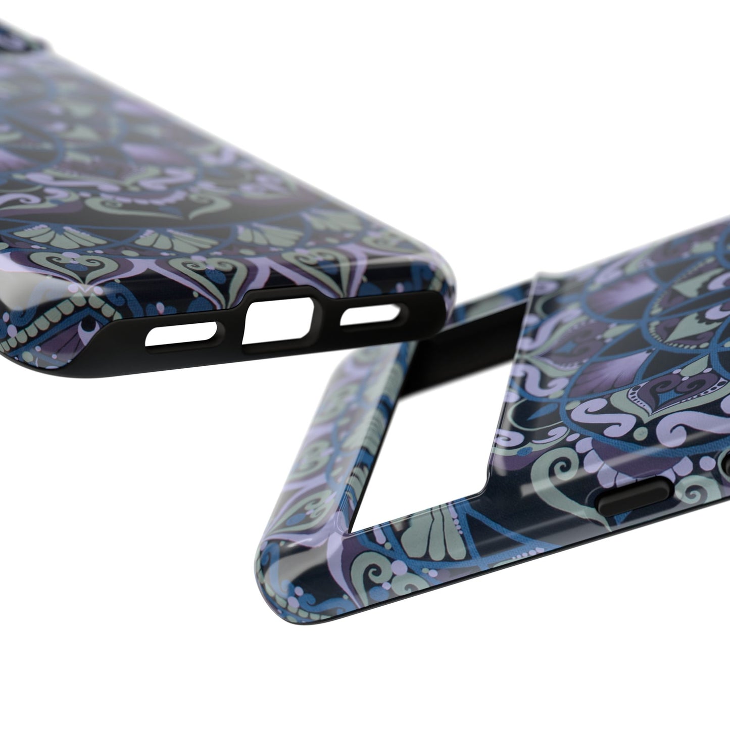 "Wisteria Bloom" Mandala Floral Tough Phone Case — Purple Blue Boho Protective Cover