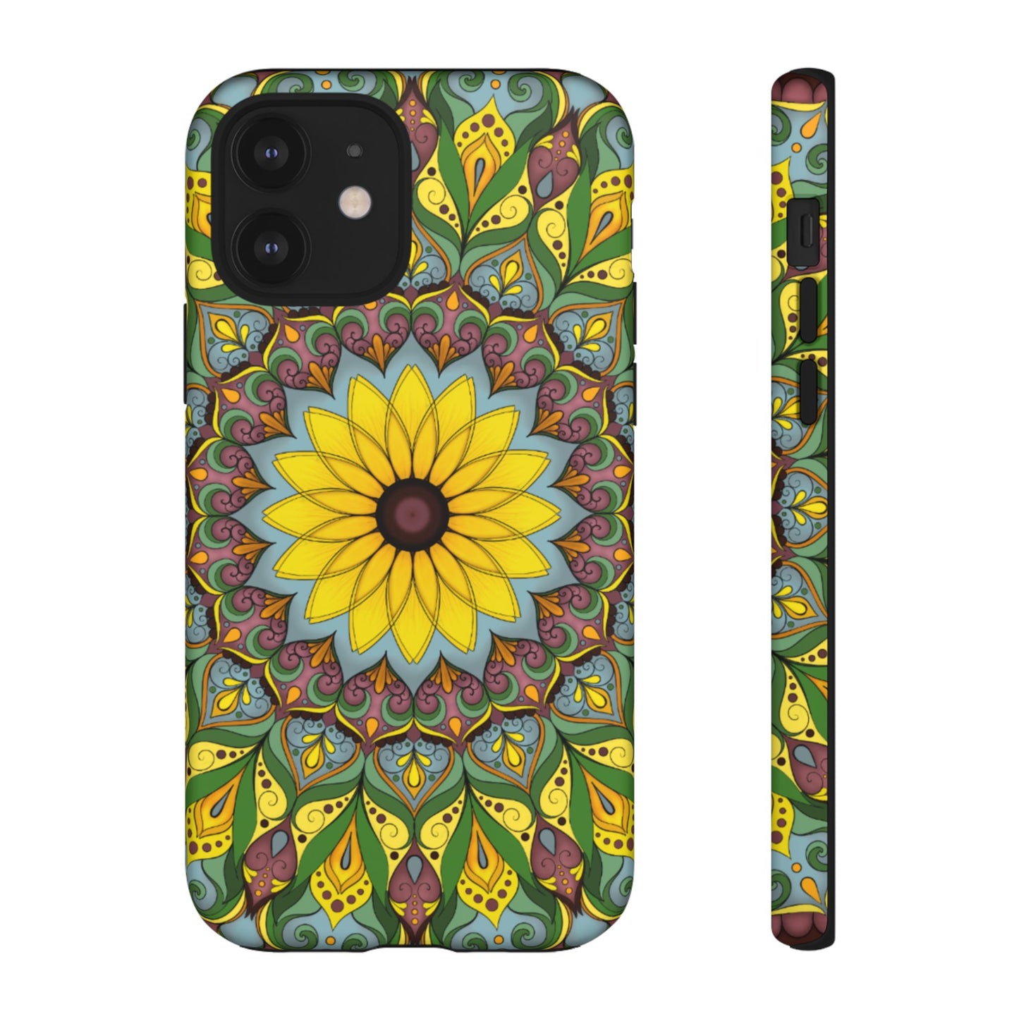 "Black Eyed Susan" Mandala Phone Case — Floral Boho Tough Case