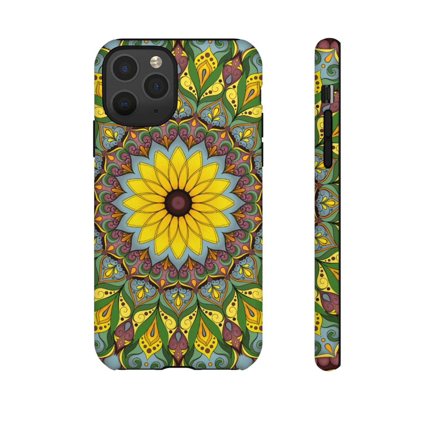 "Black Eyed Susan" Mandala Phone Case — Floral Boho Tough Case