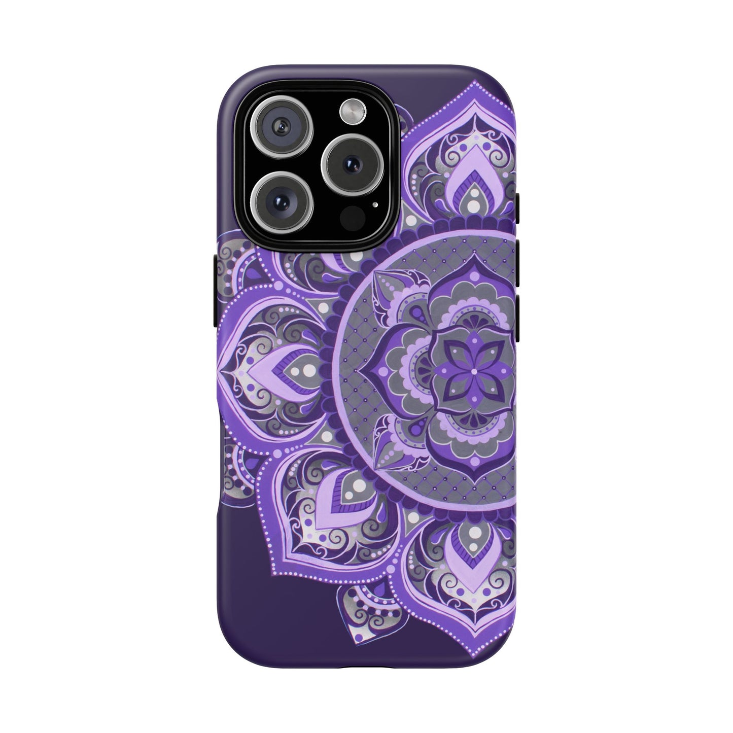 Purple Mandala Tough Phone Case — Protective Floral Boho Phone Cover