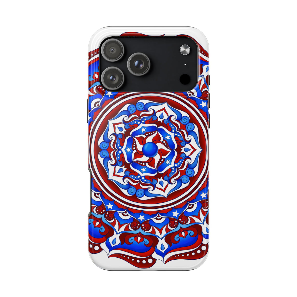 Patriotic Mandala Tough Phone Case — Red White & Blue Boho Cover | 250th Anniversary Gift