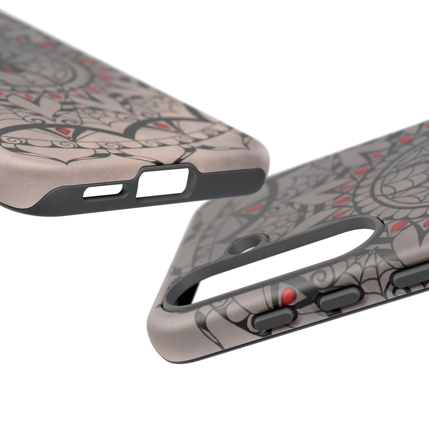 Mandala Spider Tough Phone Case - Gothic Red & Black Protective Cover