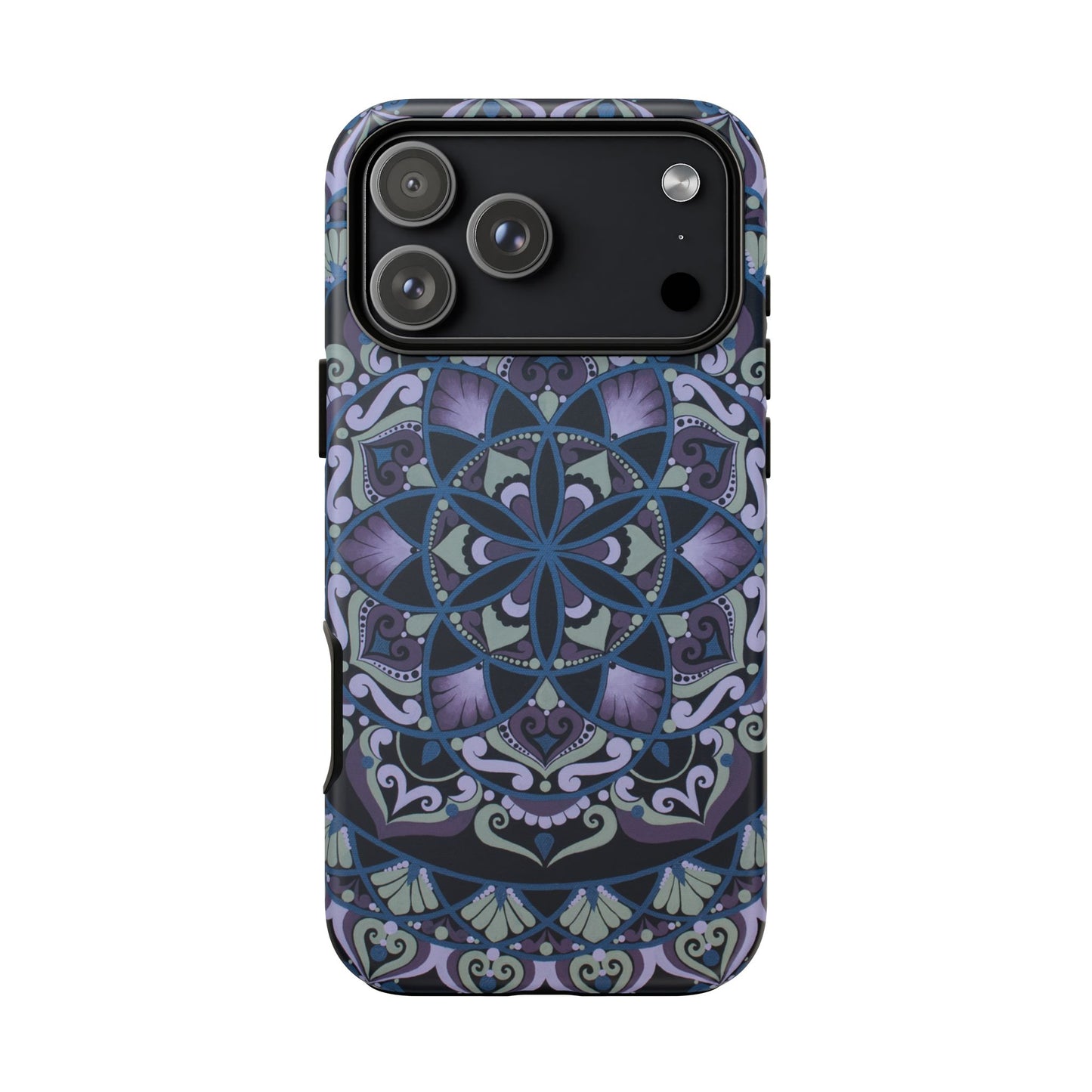 "Wisteria Bloom" Mandala Floral Tough Phone Case — Purple Blue Boho Protective Cover