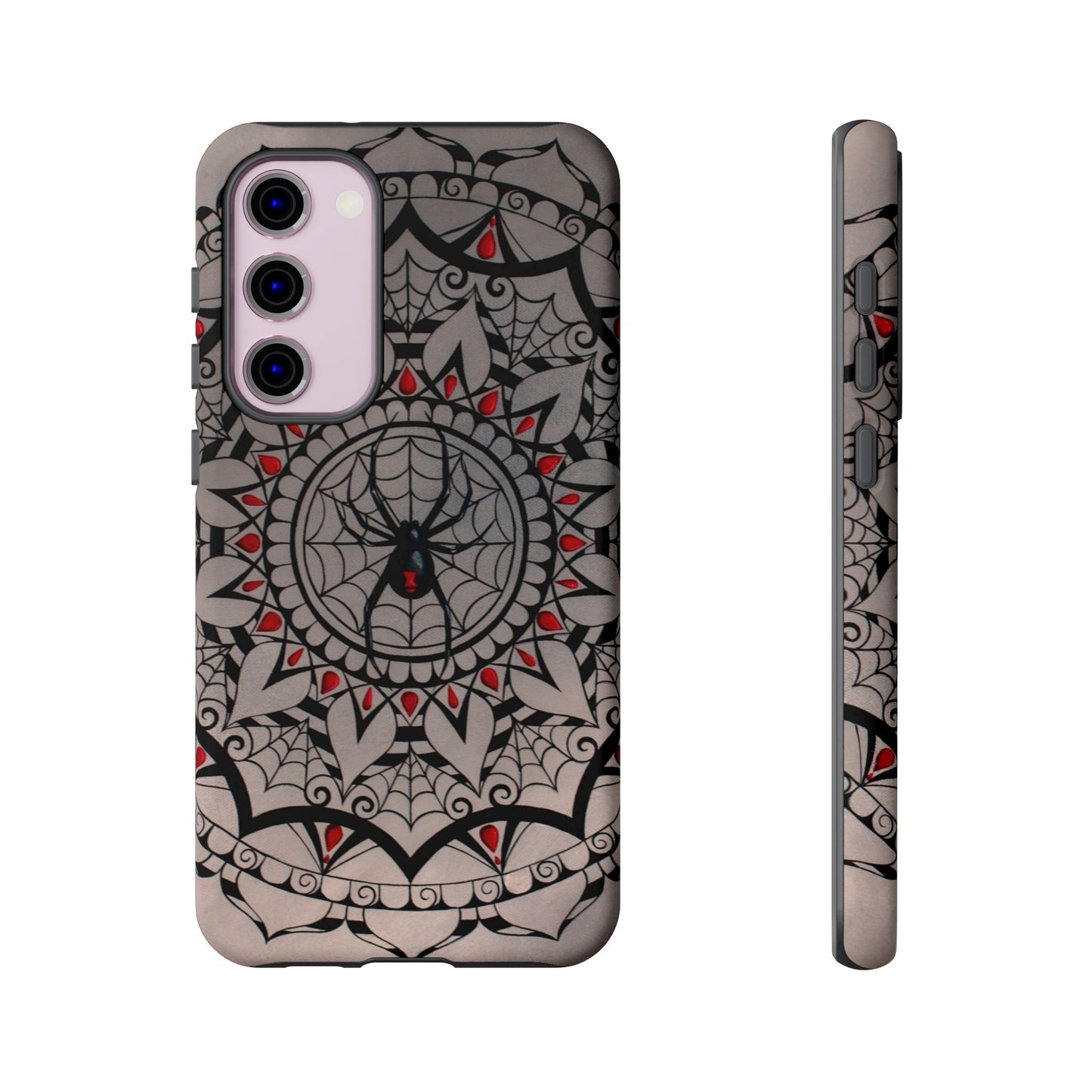 Mandala Spider Tough Phone Case - Gothic Red & Black Protective Cover