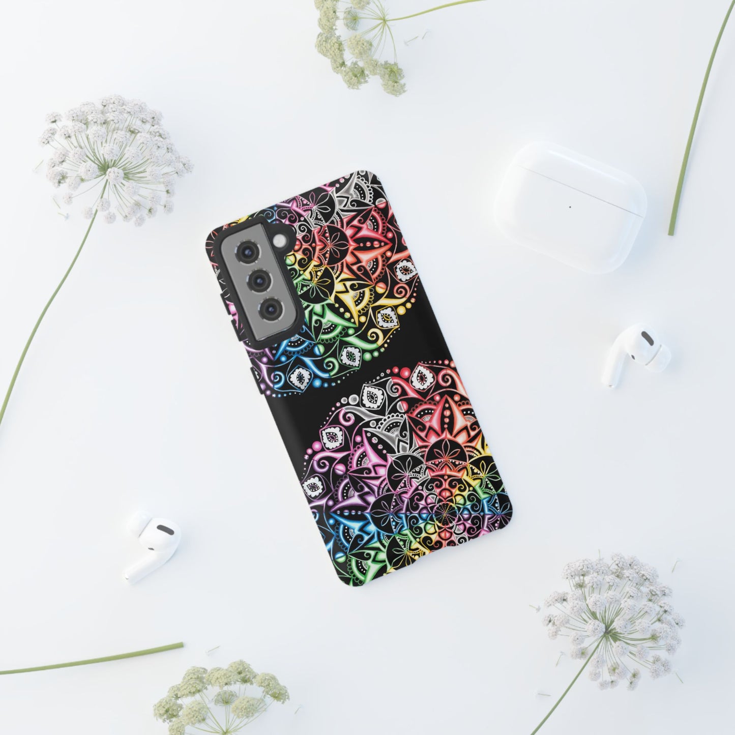 Mandala Rainbow Tough Phone Case — Colorful Boho Protective Case