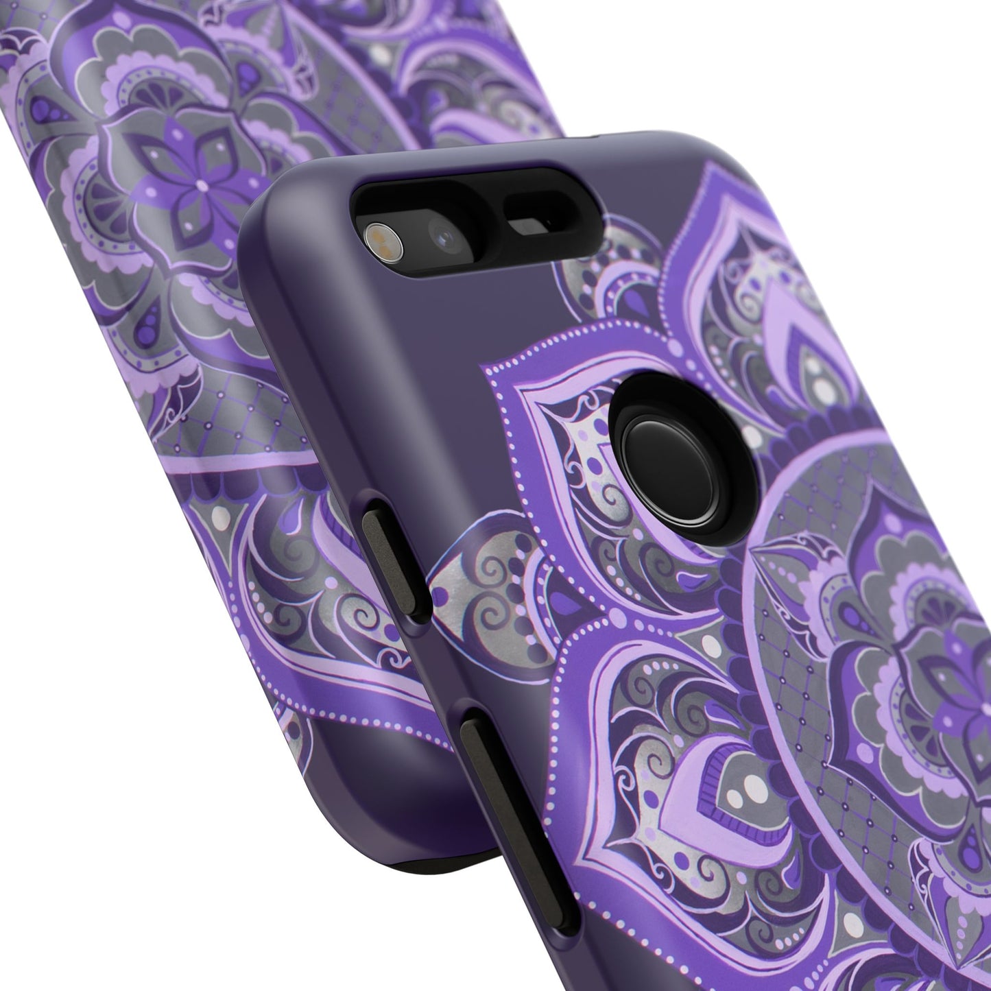 Purple Mandala Tough Phone Case — Protective Floral Boho Phone Cover